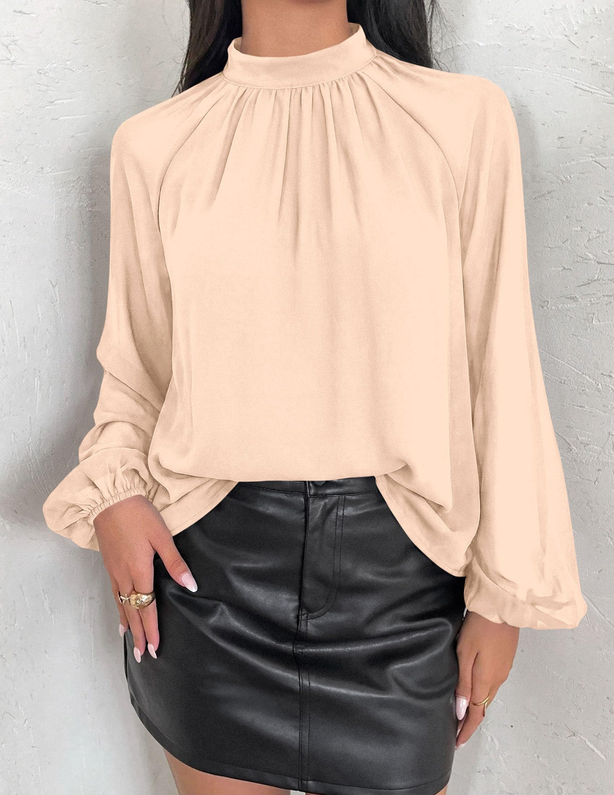 PRETTYGARDEN Chiffon Blouses for Women Dressy Casual Mock Neck Tops