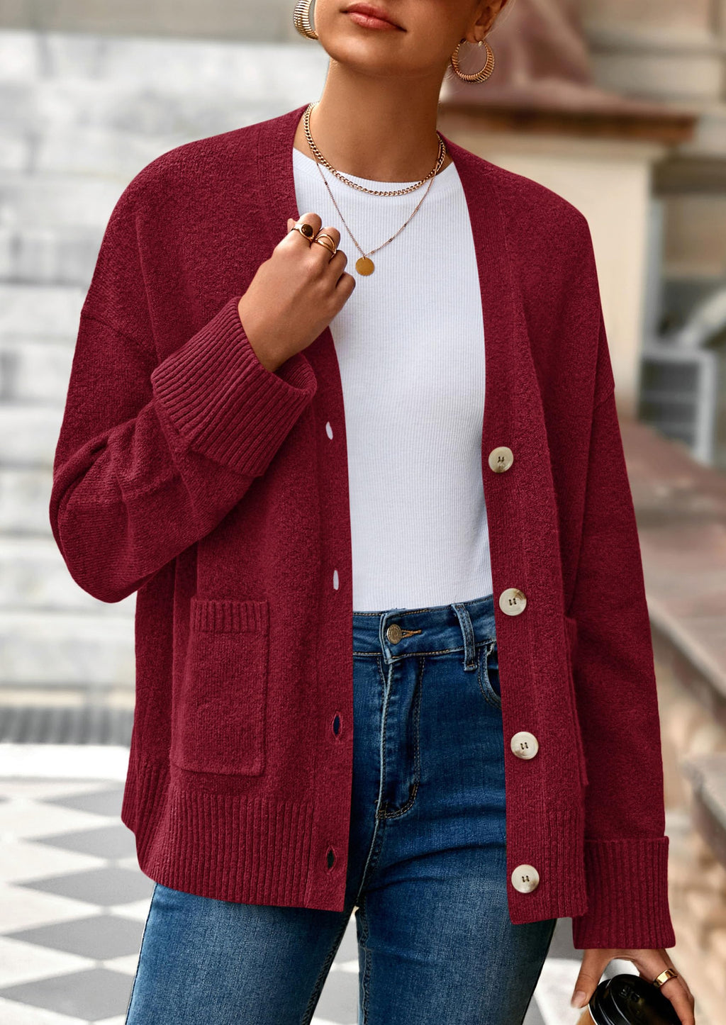 PRETTYGARDEN Women's Oversized Cardigan Sweaters Trendy Chunky Knit Long Sleeve V Neck Button Down Fall Winter Outfits