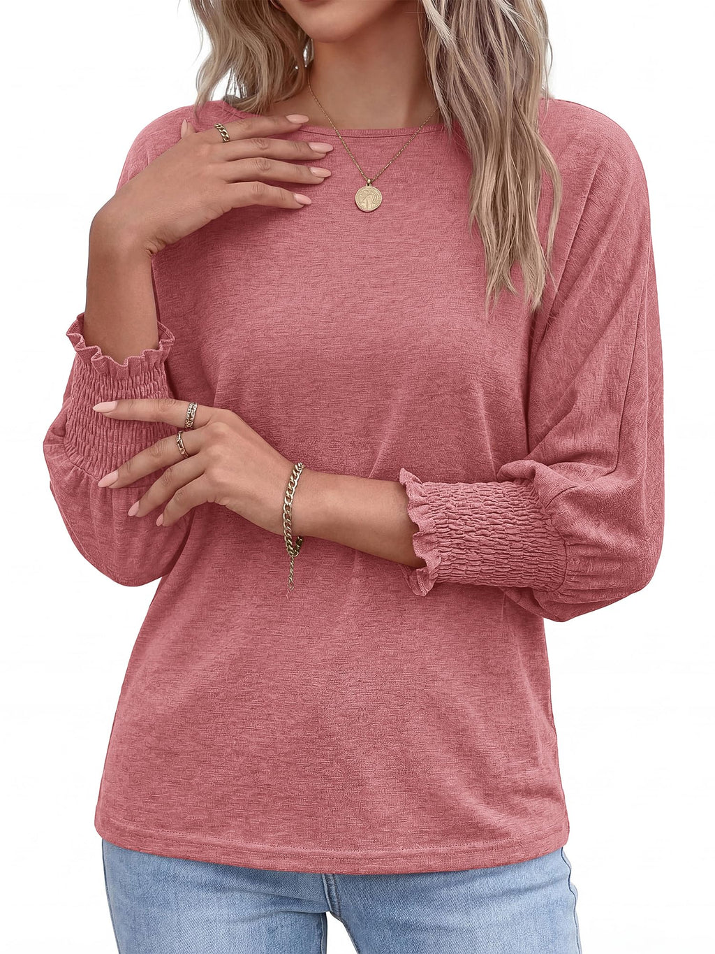 BTFBM Womens Tops Dressy Casual Summer T Shirts Crewneck 3/4 Sleeve Beach Vacation Loose Tunic Spring Work Blouse