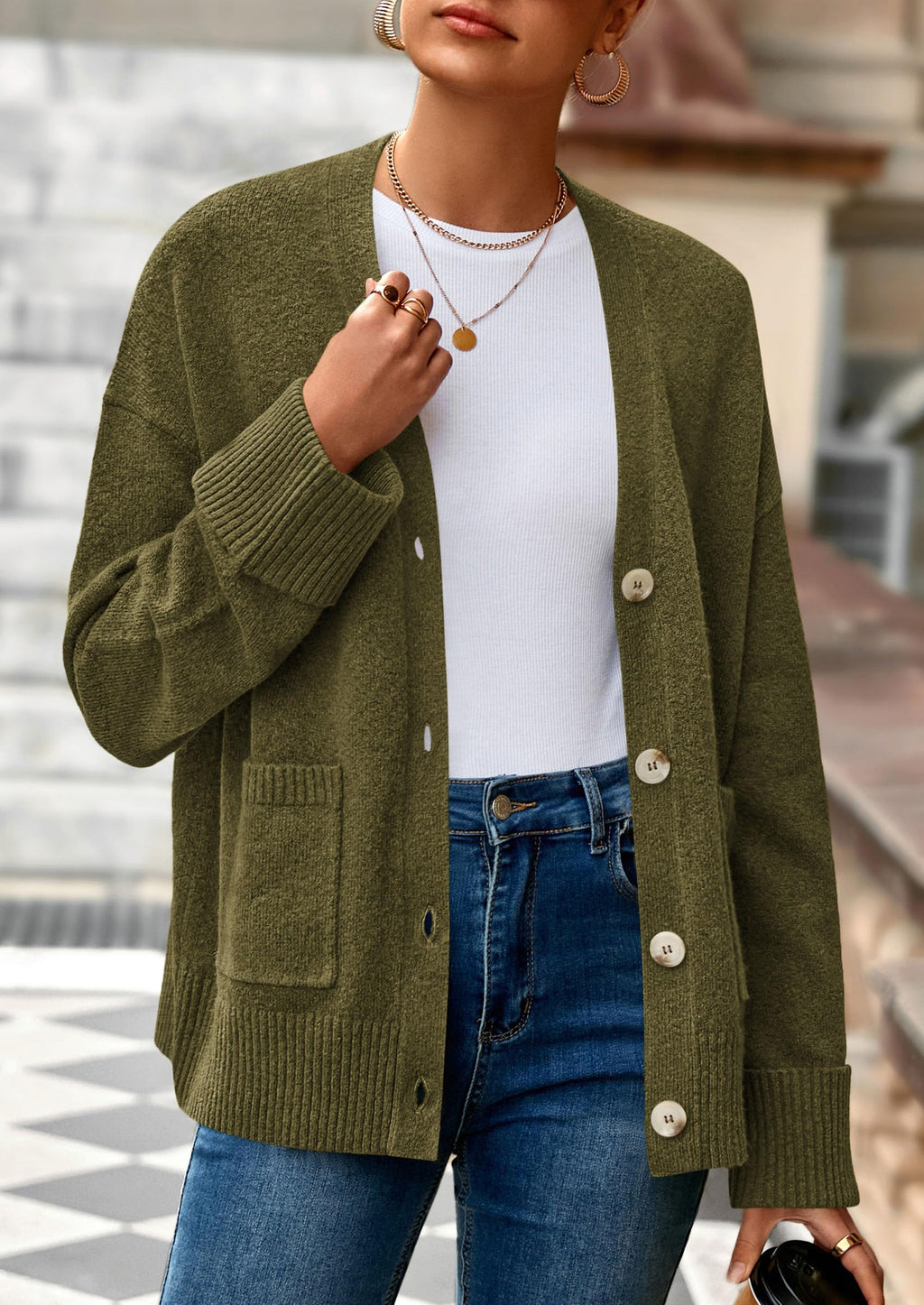 PRETTYGARDEN Women's Oversized Cardigan Sweaters Trendy Chunky Knit Long Sleeve V Neck Button Down Fall Winter Outfits
