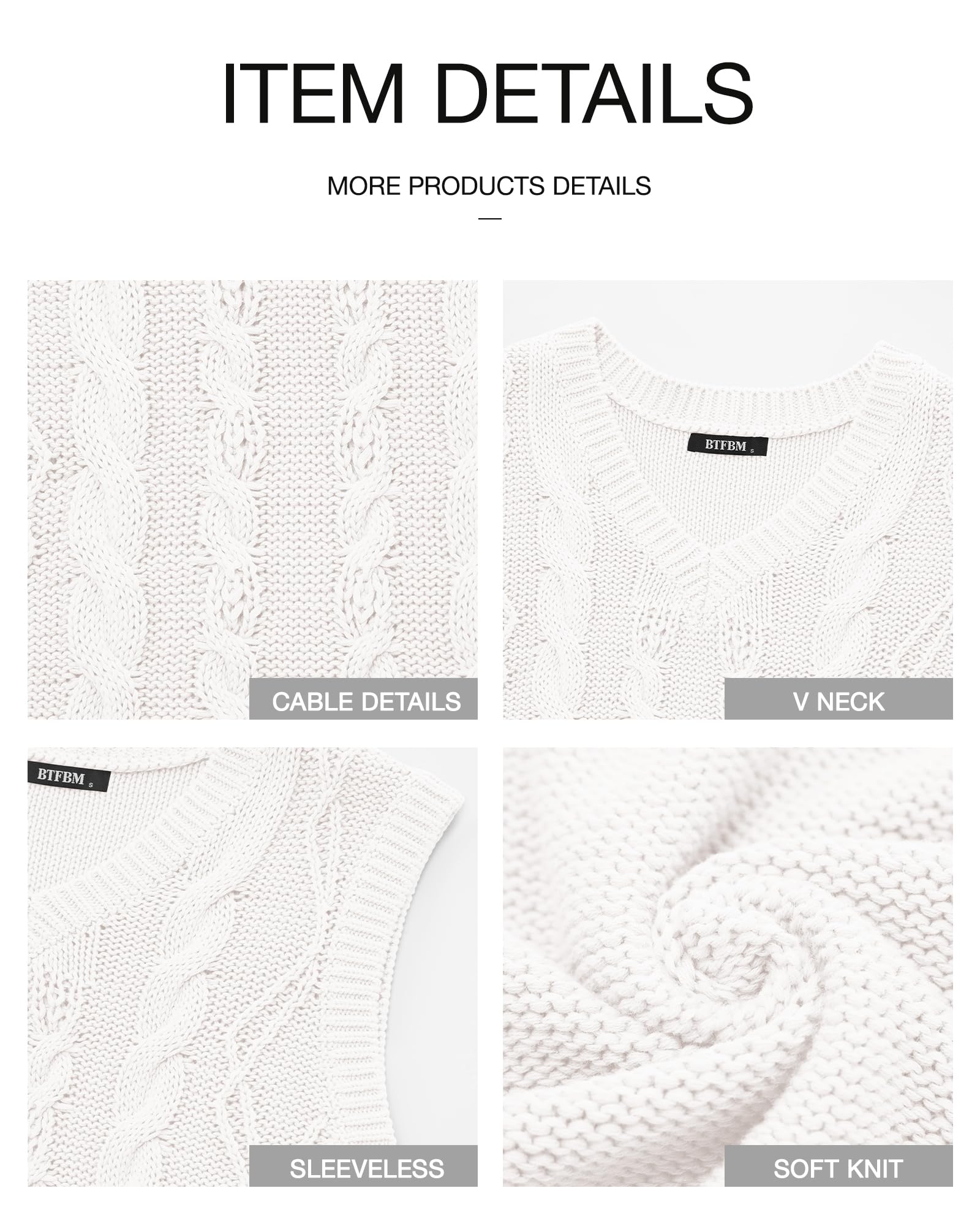 FreshPretty Sweater Vest Women Oversized V Neck Cable Knit Casual Pullover Sweaters Fall Outfits Sleeveless Tops