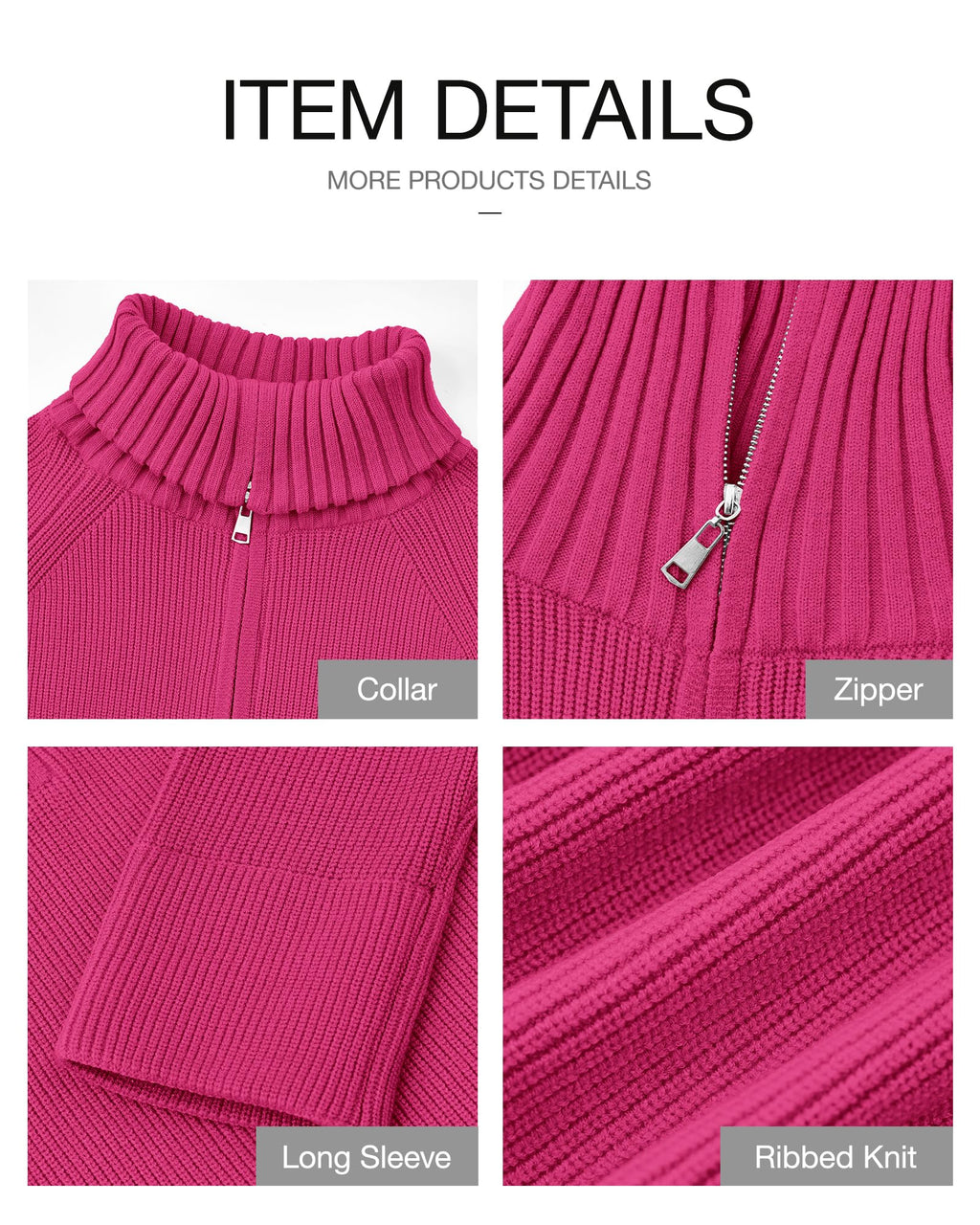 FreshPretty Womens Sweaters Quarter Zip Pullover V Neck Collar Long Sleeve Ribbed Knit Loose Casual Winter Fall Sweater