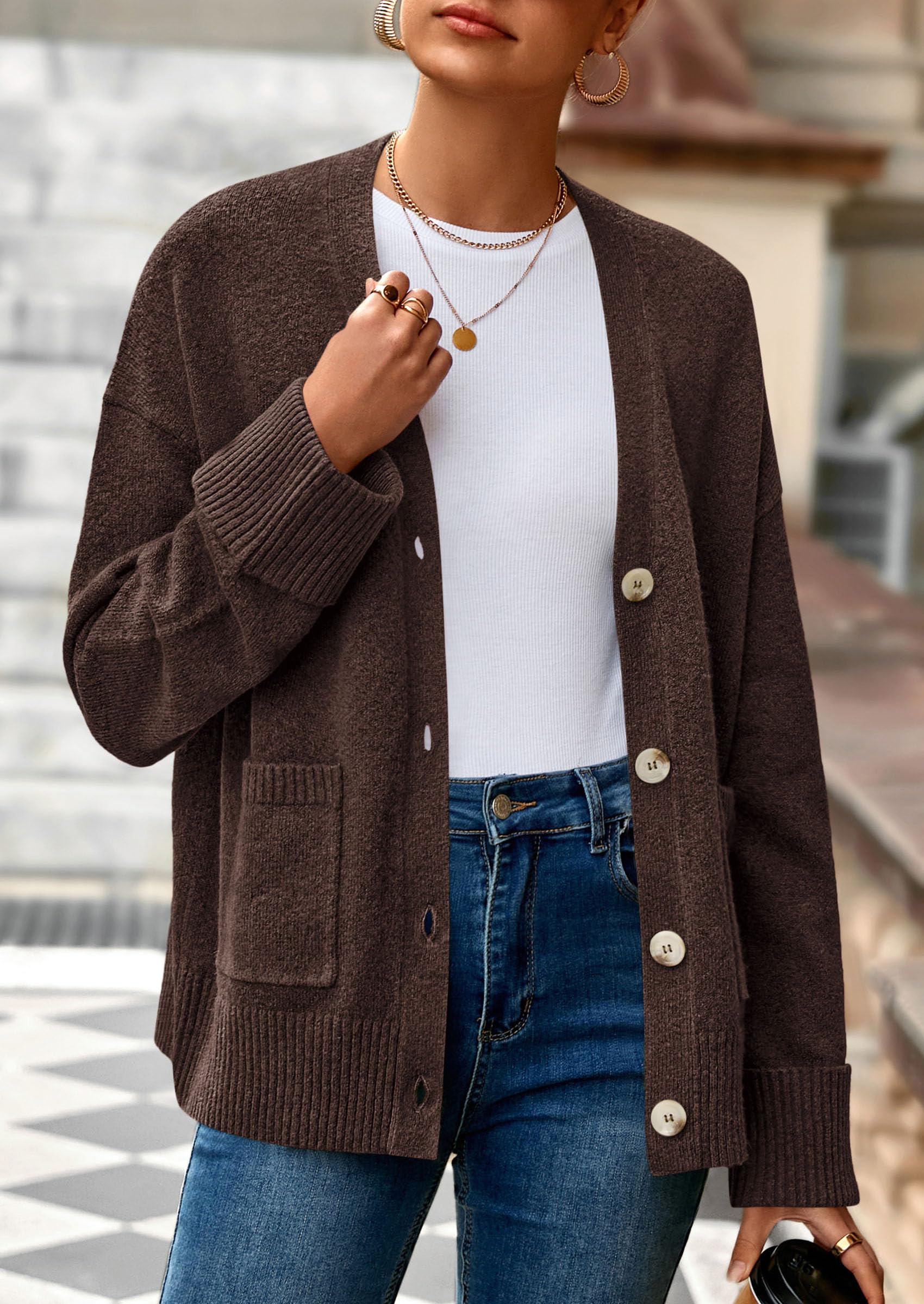 PRETTYGARDEN Women's Oversized Cardigan Sweaters Trendy Chunky Knit Long Sleeve V Neck Button Down Fall Winter Outfits