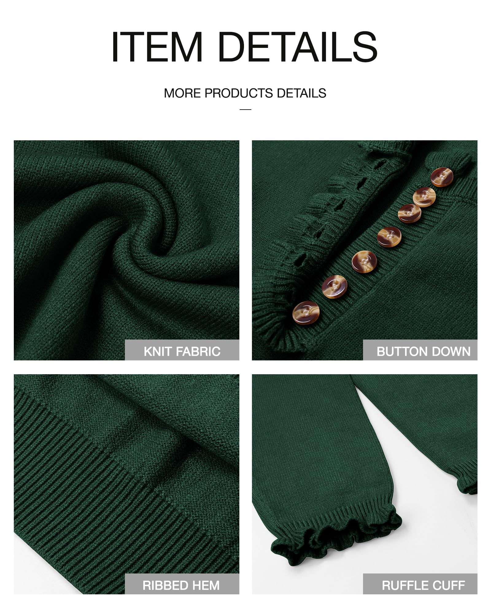 FreshPretty Womens Sweaters Fall Winter Clothes Long Sleeve Button Down Ruffle Crew Neck Casual Knitted Pullover Tops