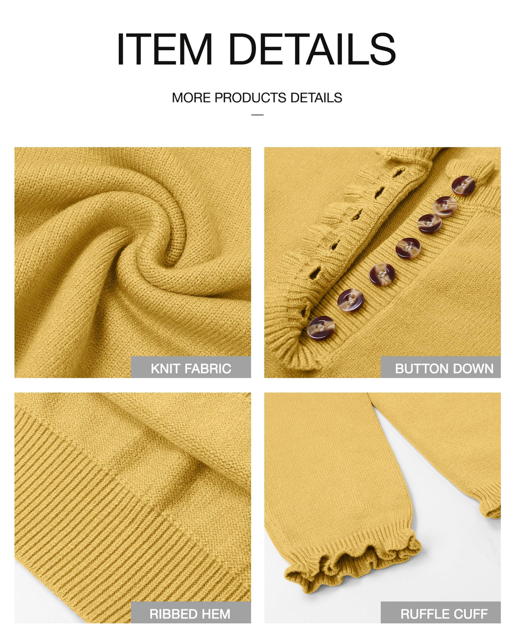 FreshPretty Womens Sweaters Fall Winter Clothes Long Sleeve Button Down Ruffle Crew Neck Casual Knitted Pullover Tops