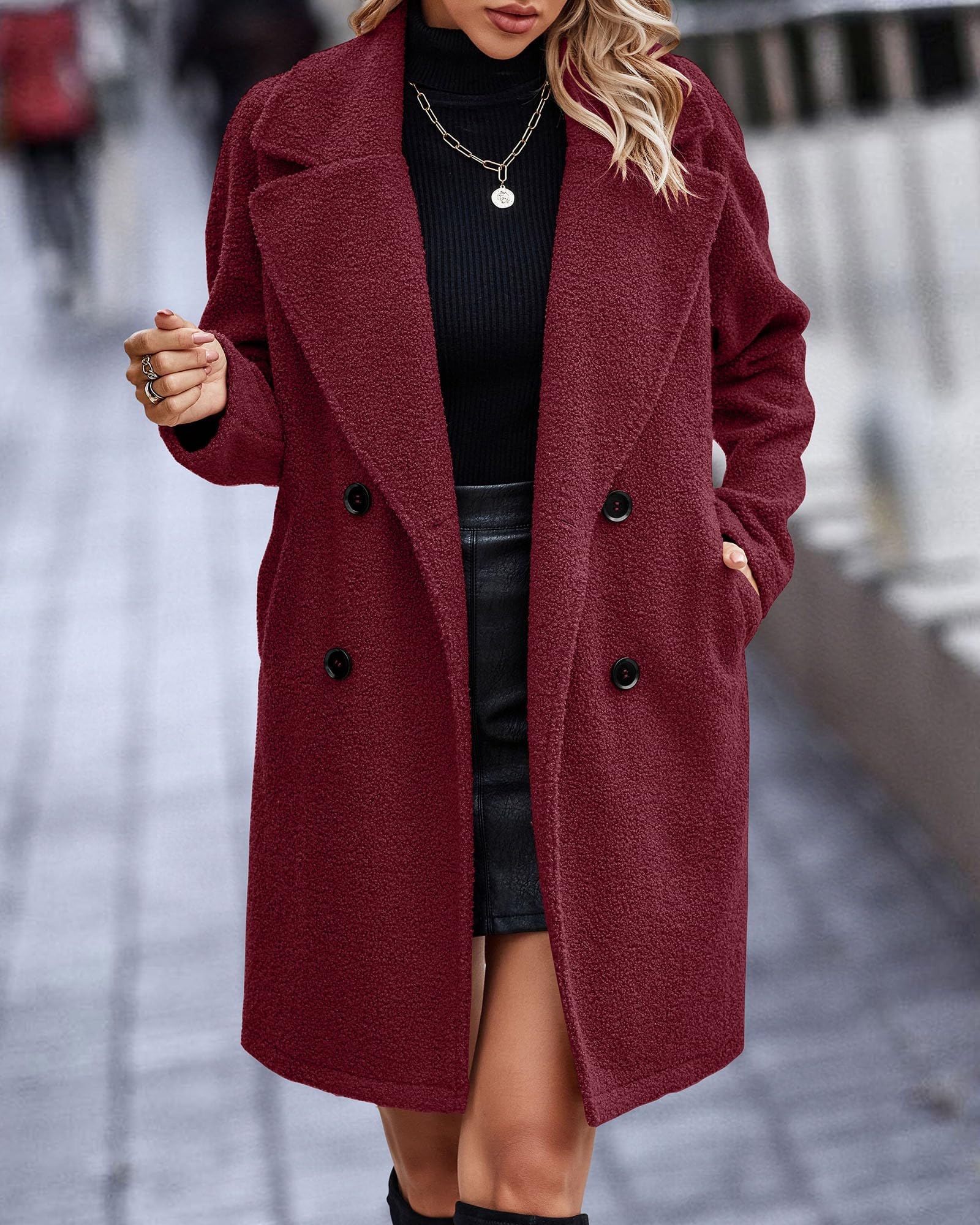 BTFBM Women Winter Faux Fur Coats Lapel Long Sleeve Fuzzy Fleece Outerwear Button Down Sherpa Jackets Fall Outfits