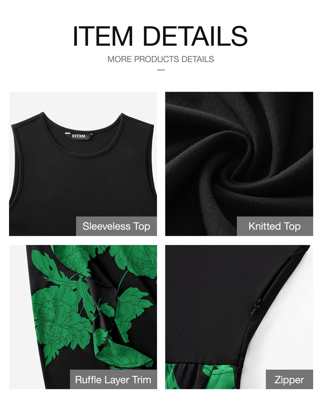 FreshPretty Women Casual Sleeveless Summer Dresses Spring Crewneck Patchwork Boho Floral Ruffle Cocktail Party Midi Dress