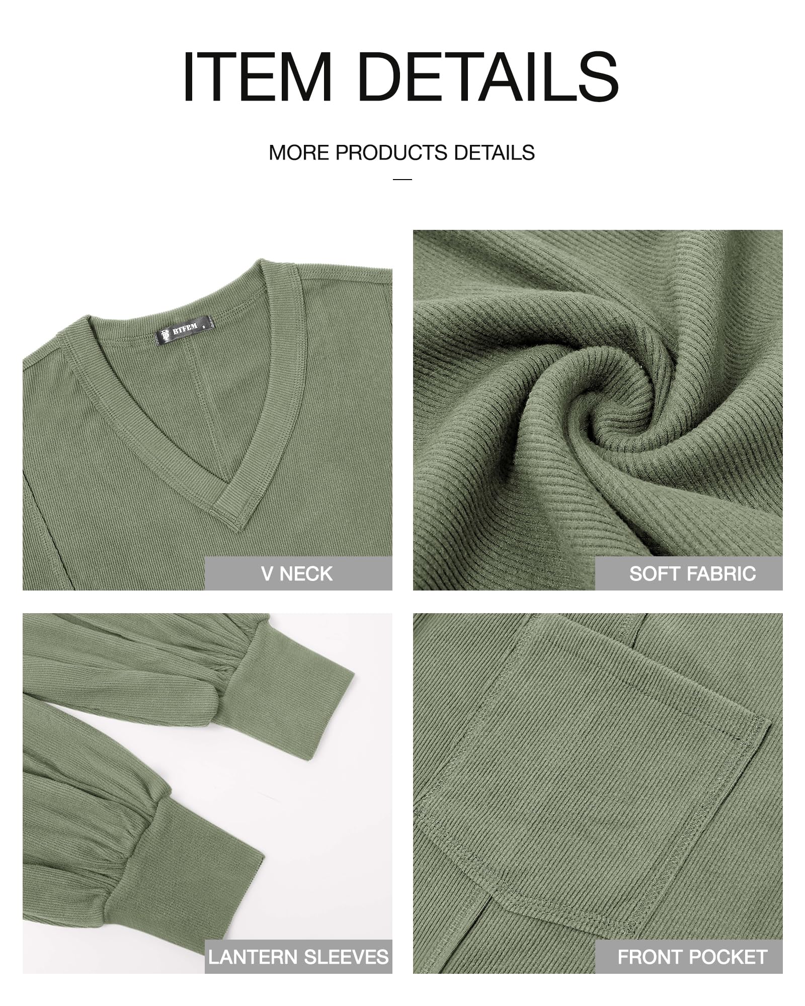 FreshPretty Womens Fall Fashion Long Sleeve Shirts Casual V Neck Ribbed Knit Blouses Pullover Trendy Loose Fit Tunic Tops