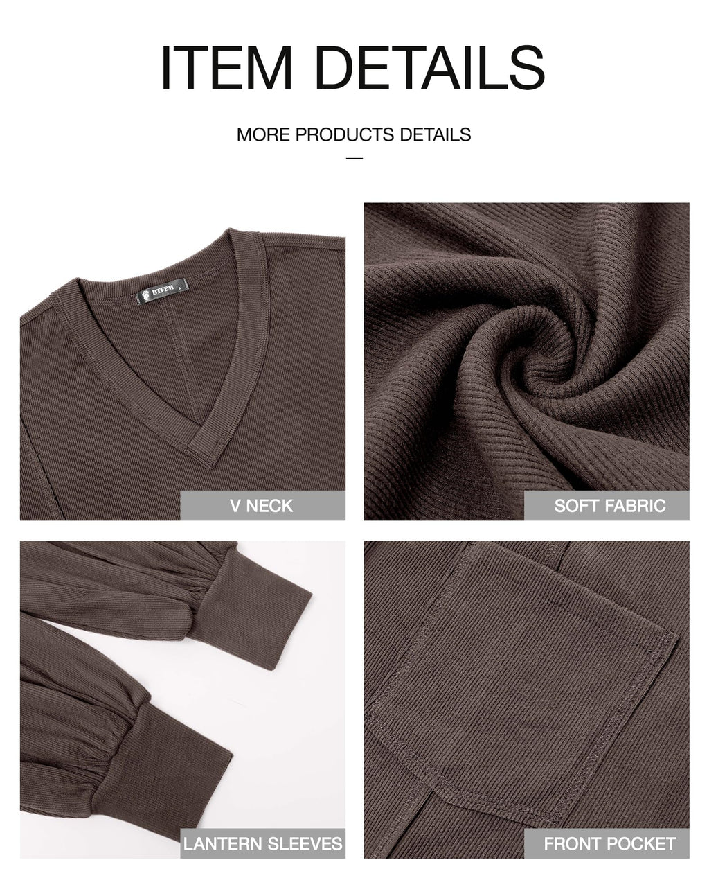 FreshPretty Womens Fall Fashion Long Sleeve Shirts Casual V Neck Ribbed Knit Blouses Pullover Trendy Loose Fit Tunic Tops