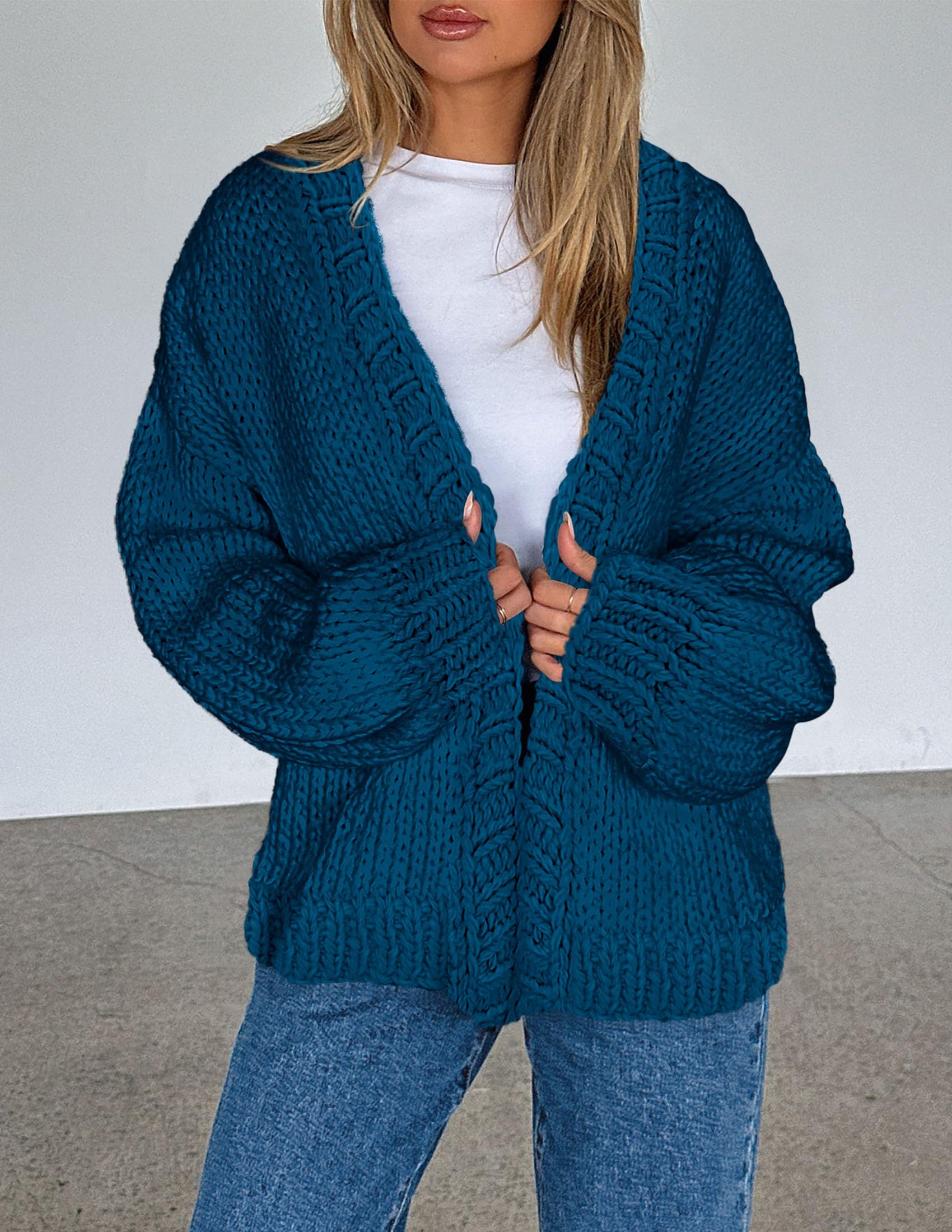 PRETTYGARDEN Cardigan Sweaters for Women Trendy Fall Fashion Long Sleeve Chunky Knit Cardigans Winter Clothing Outfits