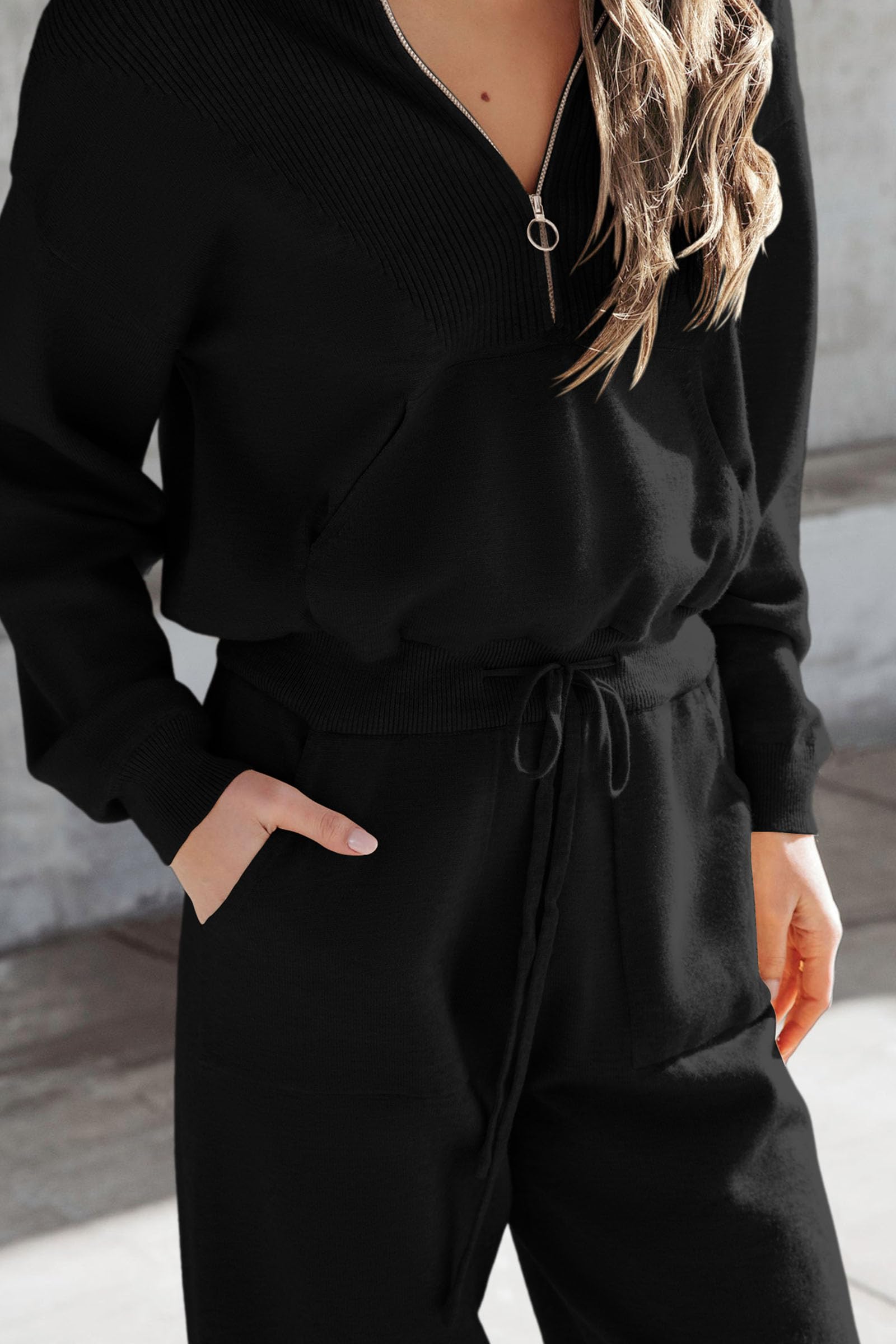 PRETTYGARDEN Women's 2 Piece Sweater Set Pullover Zip Up Sweatshirt Jogger Sweatpants Tracksuit Casual Outfit