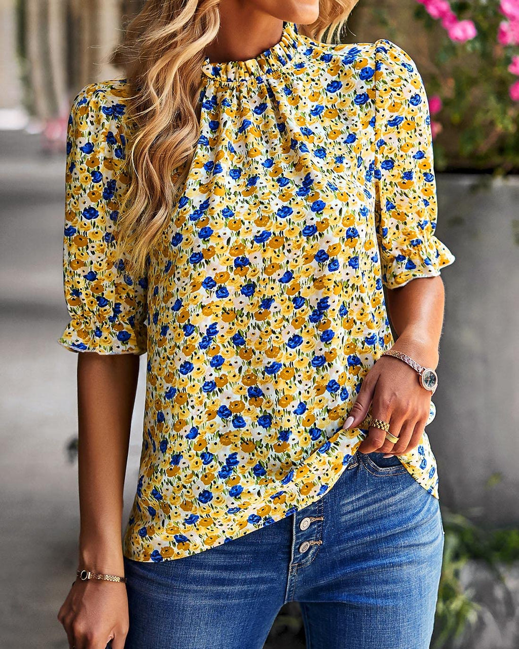 FreshPretty Women's Dressy Casual Blouses Business Work Tops Lace Trim Short Sleeve Office Shirts Summer Spring Outfits