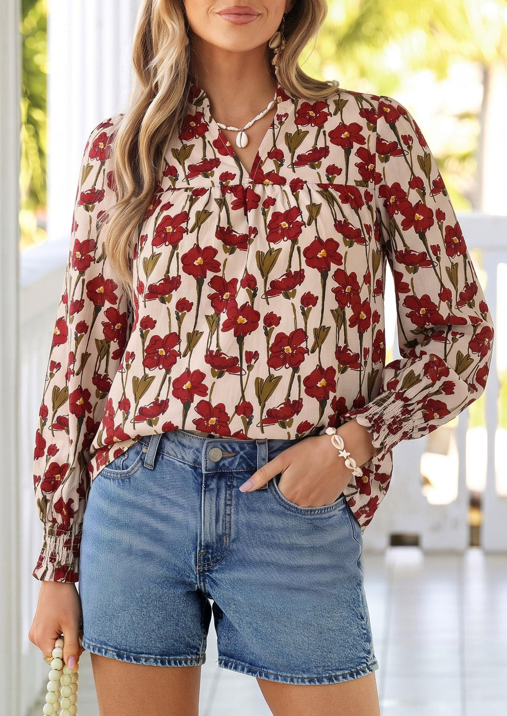 PRETTYGARDEN Women's Boho Floral Blouses Dressy Casual
