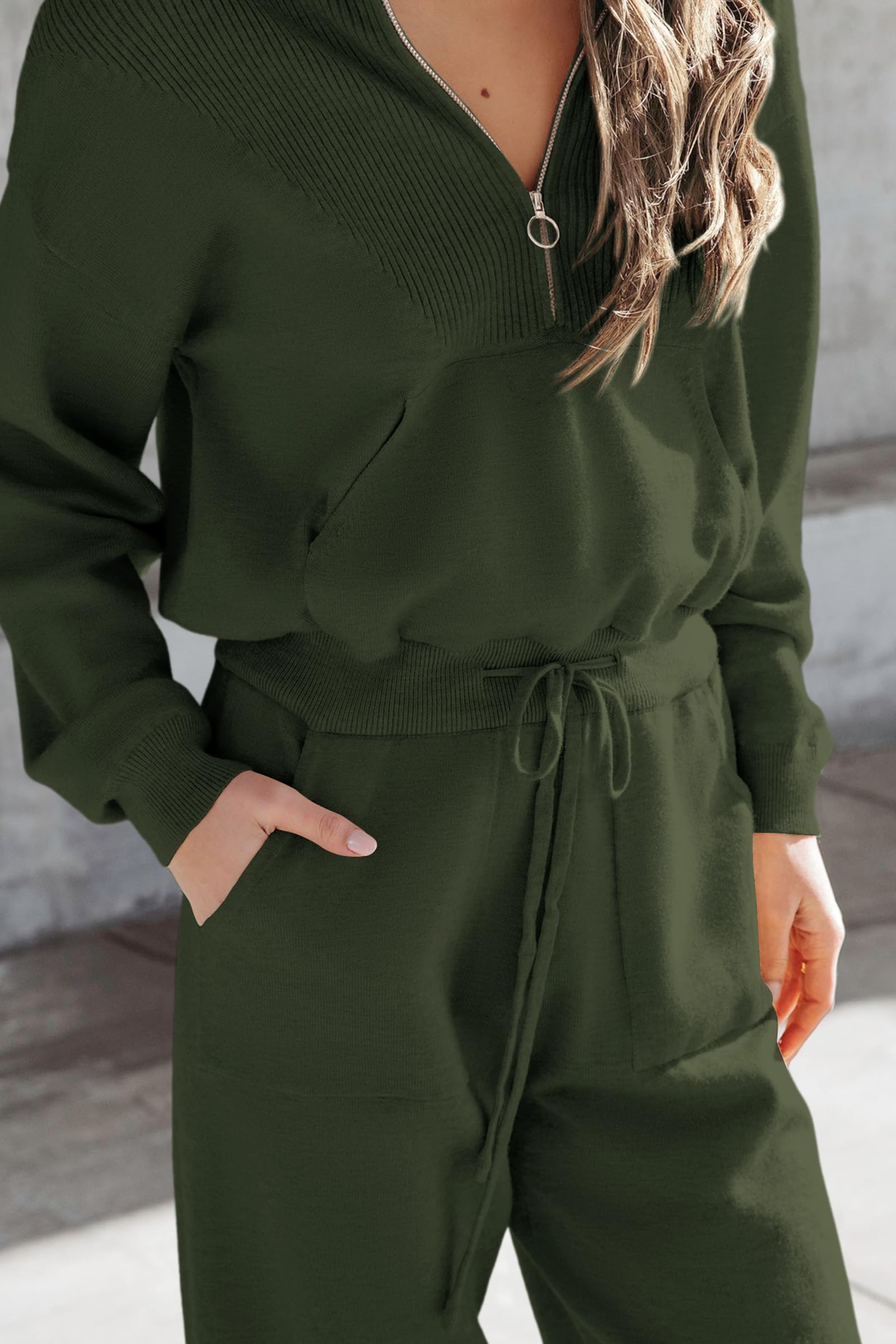 PRETTYGARDEN Women's 2 Piece Sweater Set Pullover Zip Up Sweatshirt Jogger Sweatpants Tracksuit Casual Outfit