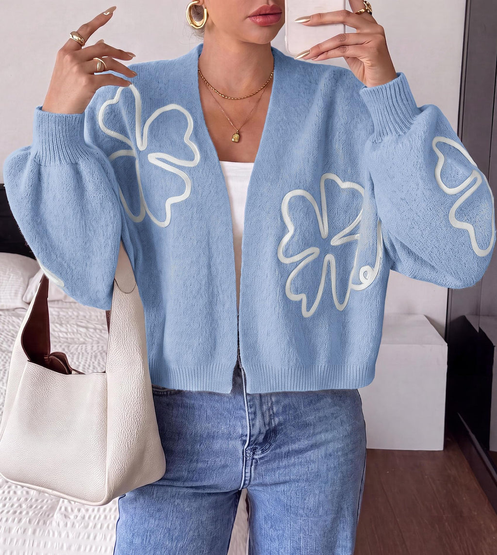 PRETTYGARDEN Women's Floral Oversized Cardigan Sweaters Trendy Fall Outfits Long Sleeve Sweater Jacket, Open Front Coat, Cozy Soft Chunky Knit, Casual Outerwear,Winter Fashion Clothing