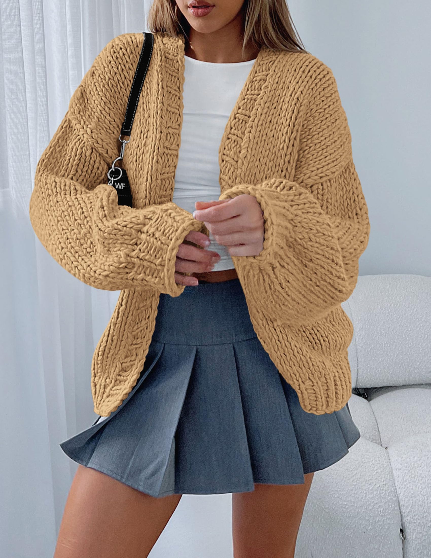 PRETTYGARDEN Cardigan Sweaters for Women Trendy Fall Fashion Long Sleeve Chunky Knit Cardigans Winter Clothing Outfits