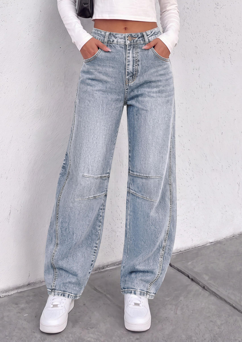 PRETTYGARDEN Women's Barrel Baggy Jeans High Waisted Pants