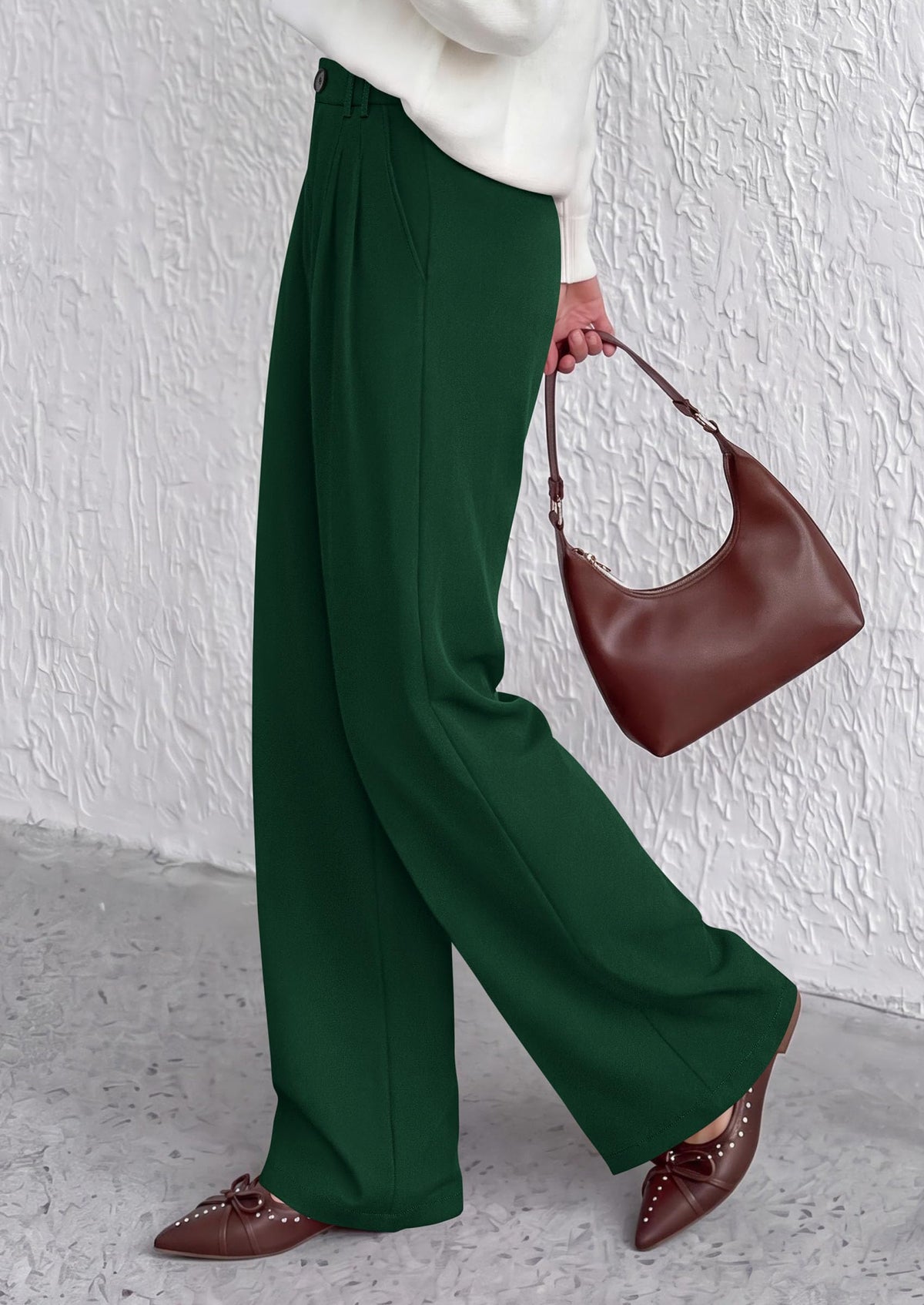 PRETTYGARDEN Women's Dress Pants Wide Leg Flowy Trousers High Waisted Palazzo Pants, Pleated Front, Side Pockets, Work Office Wear, Business Casual Outfits, Fall Fashion Clothing