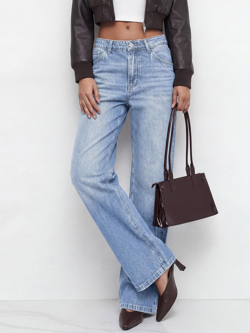 BTFBM Women Casual Straight Leg Jeans Trendy High Waisted, Pockets, Long Denim Pants, Slacks, Bottoms, Vacation Outfits, Travel Airport, Fashion Clothes, Fall Winter