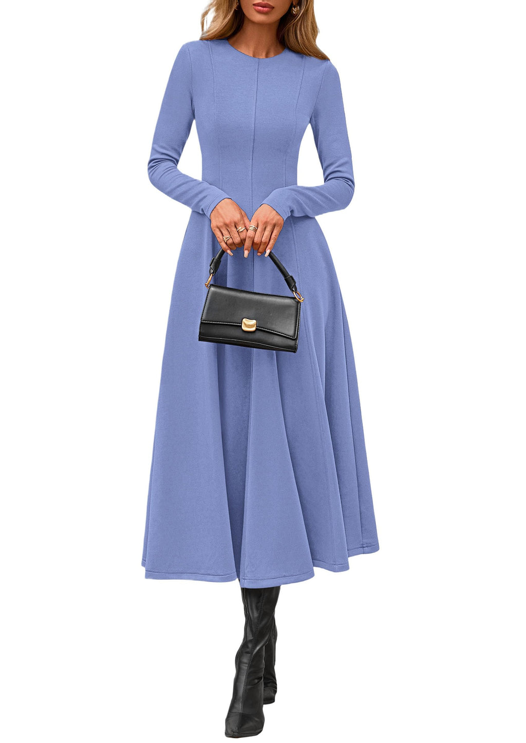 PRETTYGARDEN Cocktail Dresses for Women  Elegant Classy Fall Long Sleeve Midi A Line Flowy Modest Winter Party Dress