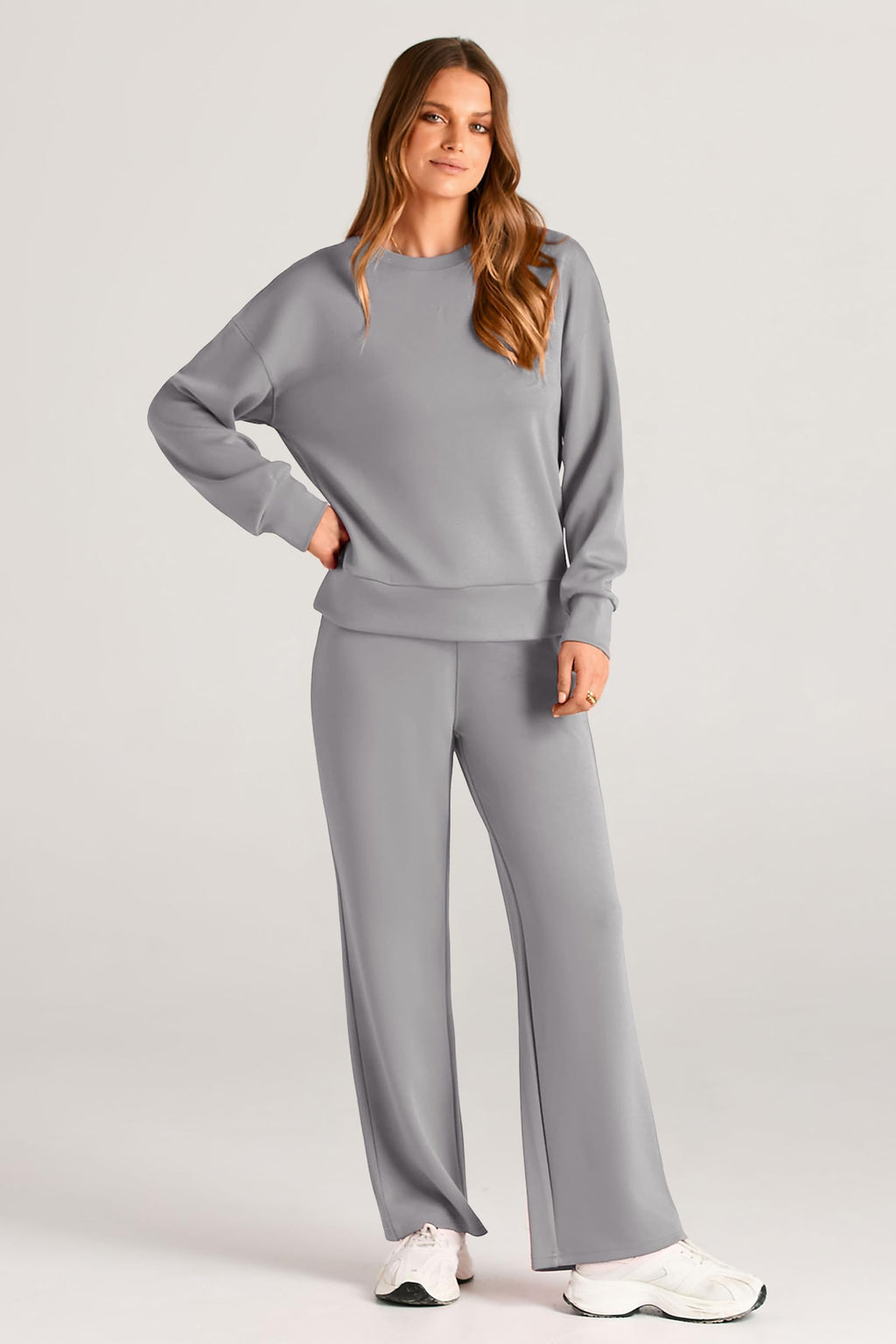 PRETTYGARDEN Womens 2 Piece Outfits Fall Long Sleeve Sweatshirt Wide Leg Pants Lounge Sets Winter Sweatsuits Tracksuit