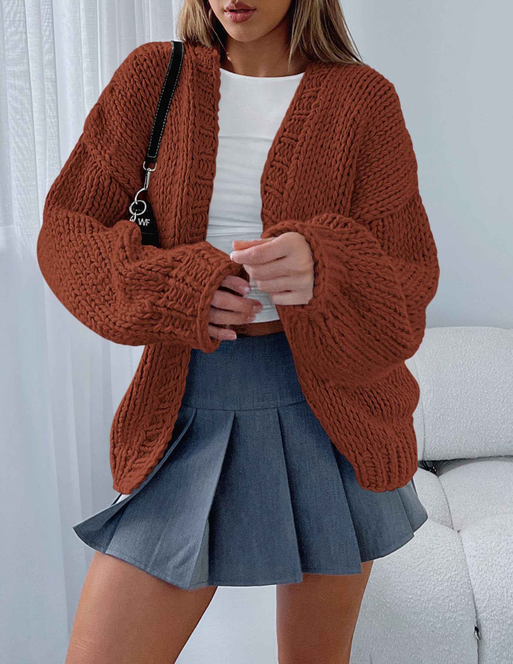 PRETTYGARDEN Cardigan Sweaters for Women Trendy Fall Fashion Long Sleeve Chunky Knit Cardigans Winter Clothing Outfits