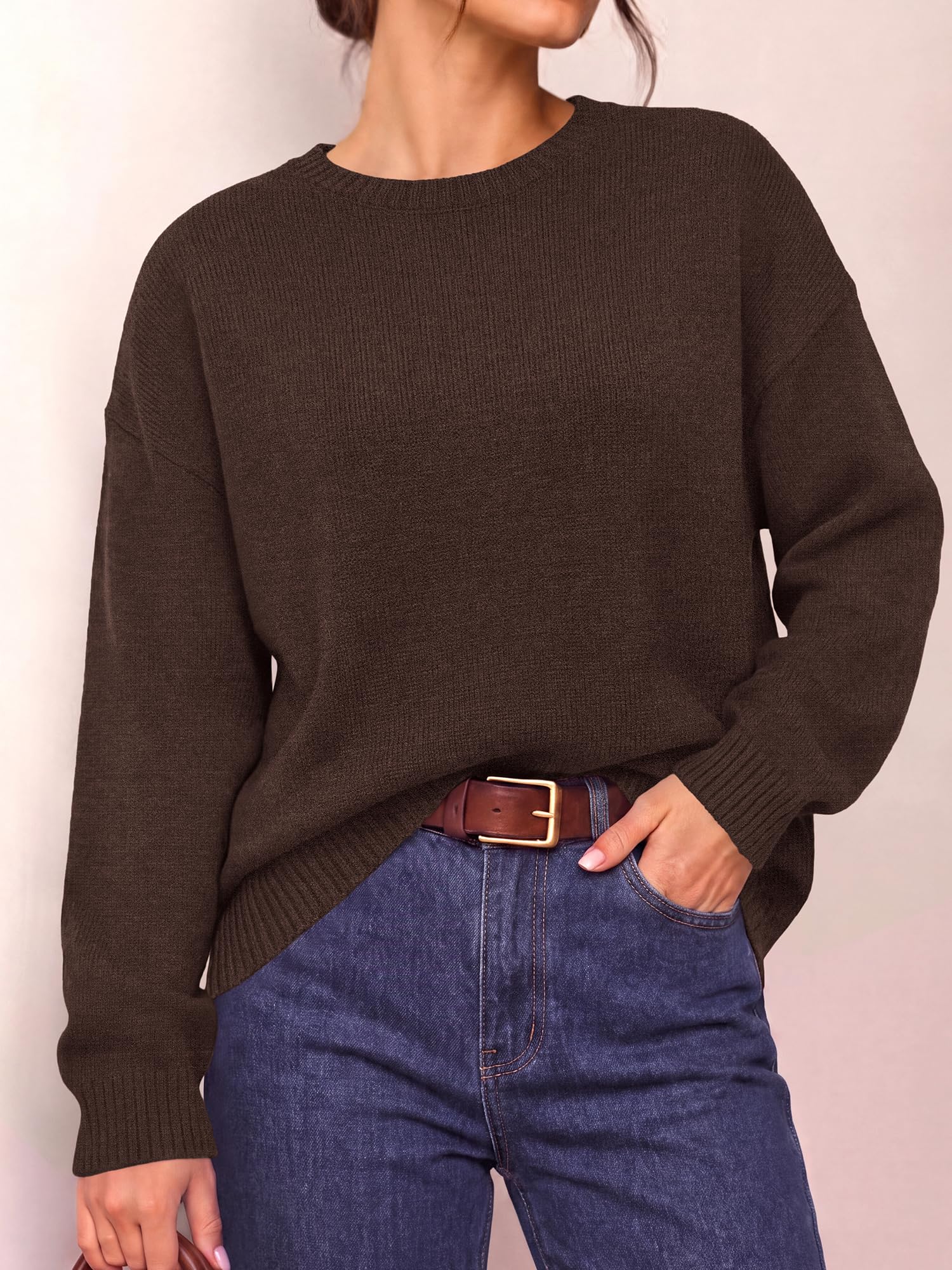 BTFBM Oversized Sweaters for Women Fall Clothes Crewneck Winter Outfits Drop Shoulder Tunics, Long Sleeve Pullover Tops, Loose Fit Tunic Tops, Casual Cozy Fashion Clothing, Going Out Outfits