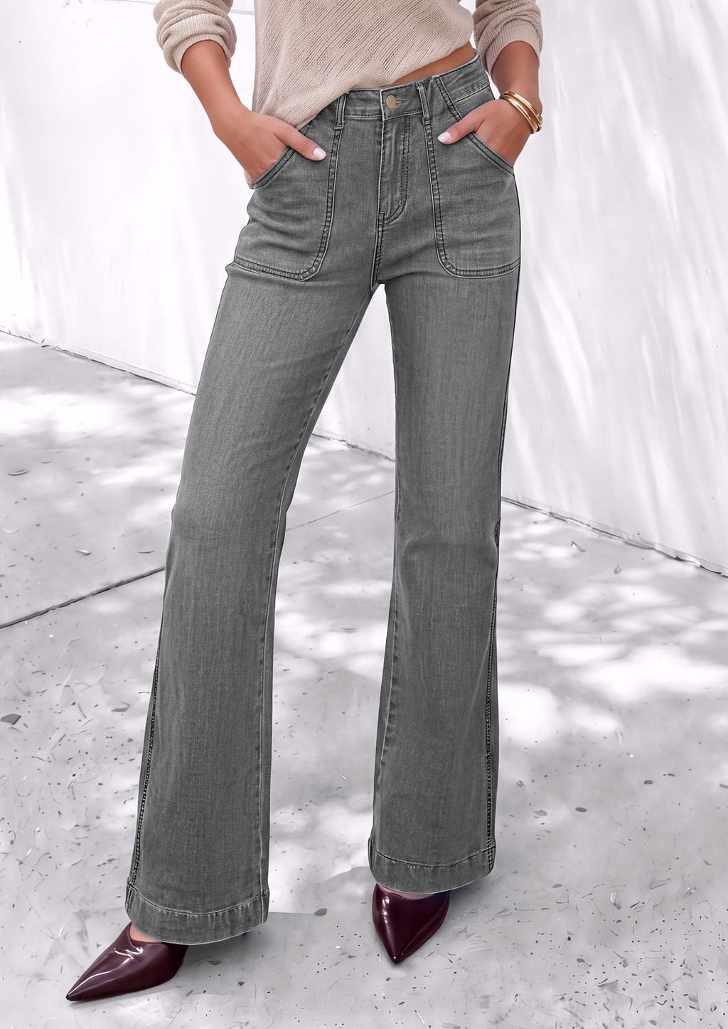 PRETTYGARDEN Womens High Waisted Wide Leg Jeans Demin Pants