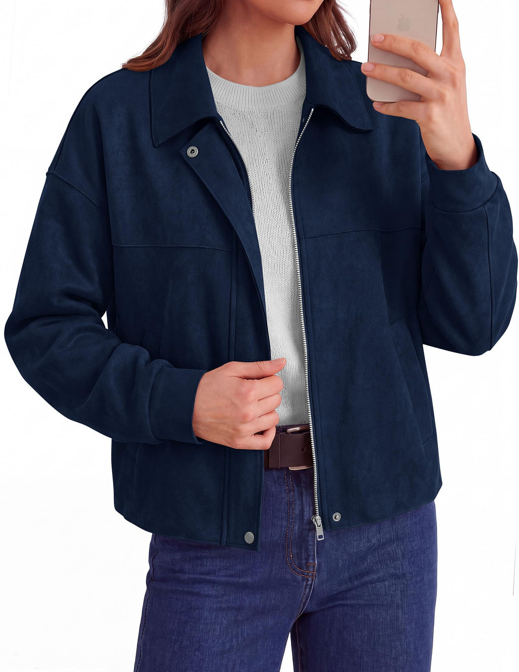PRETTYGARDEN Women's Faux Suede Cropped Fall Jackets