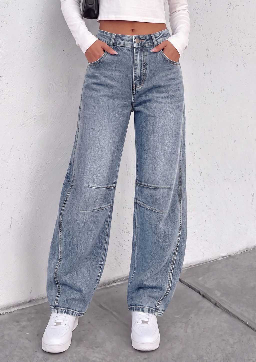 PRETTYGARDEN Women's Barrel Baggy Jeans High Waisted Pants