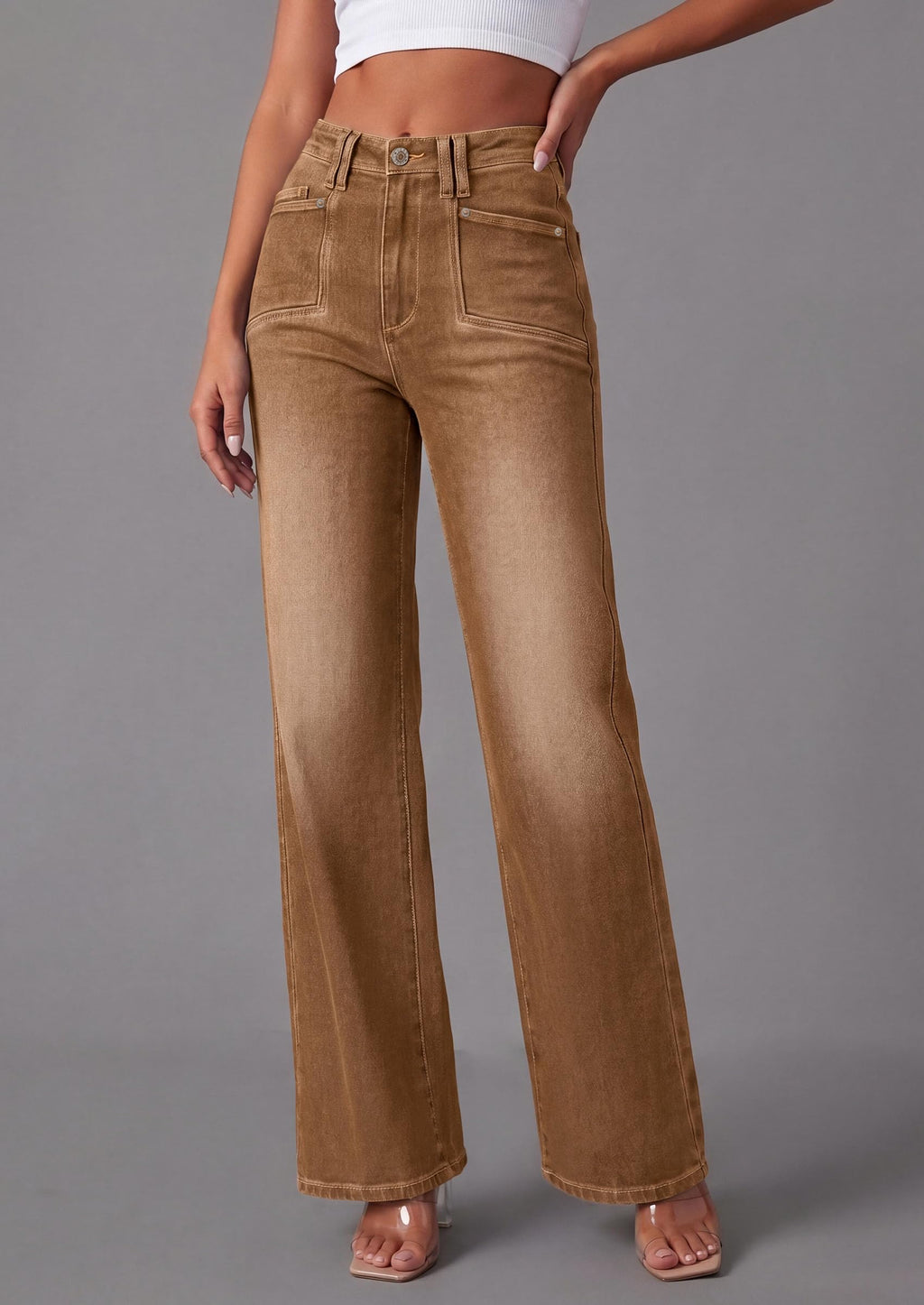 PRETTYGARDEN High Waisted Wide Leg Jeans for Women 2026 Trendy | Classic Straight Baggy Fit, Stretchy Denim Pants with Pockets, Casual Daily Work Going Out, All Season Wear