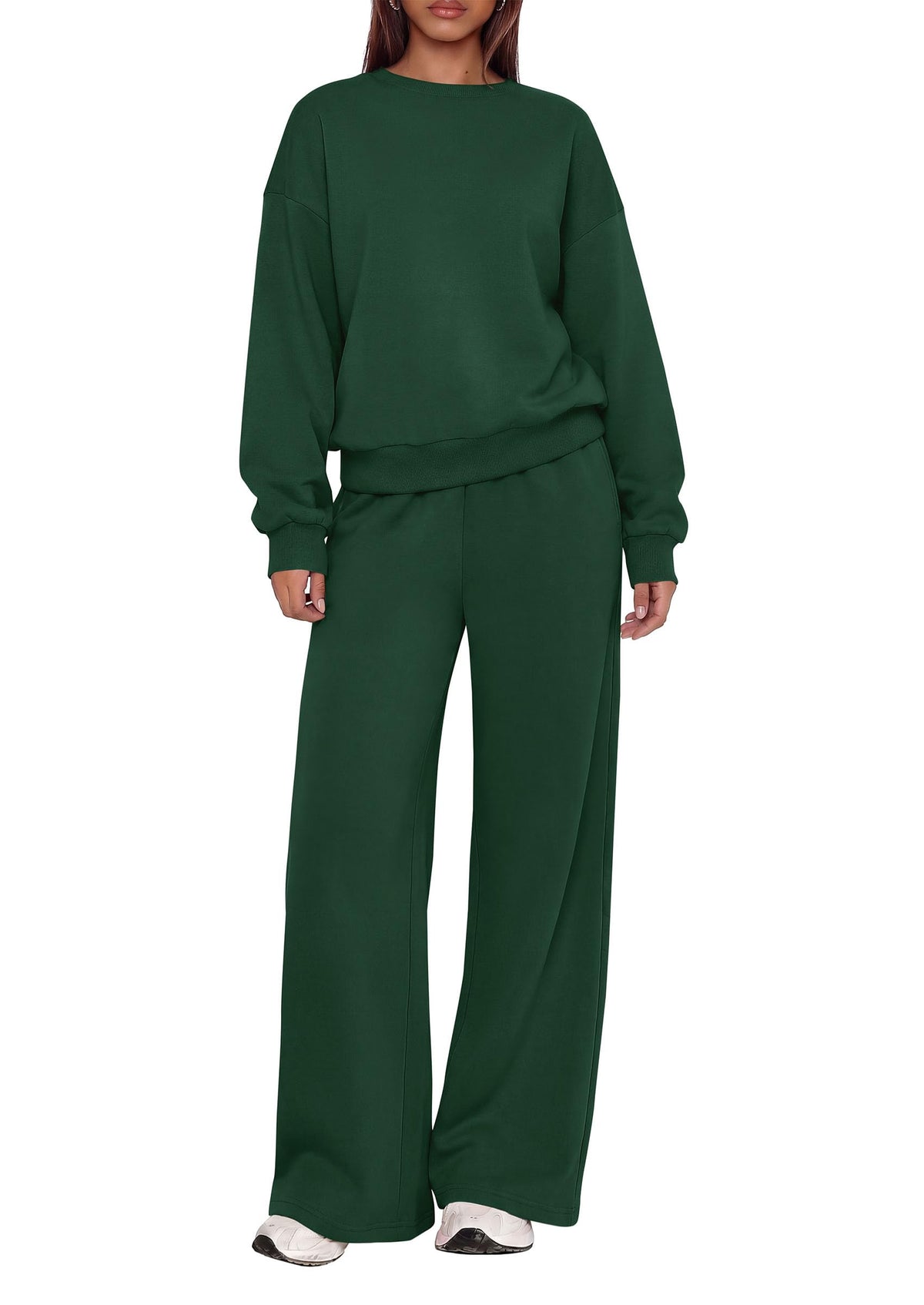 PRETTYGARDEN 2 Piece Lounge Sets for Women Casual Sweatsuits | Soft Fleece Lining,Crew Neck Oversized Sweatshirt & Wide Leg Pants,Workout Airport Matching Set Tracksuit,Fall Winter Outfits