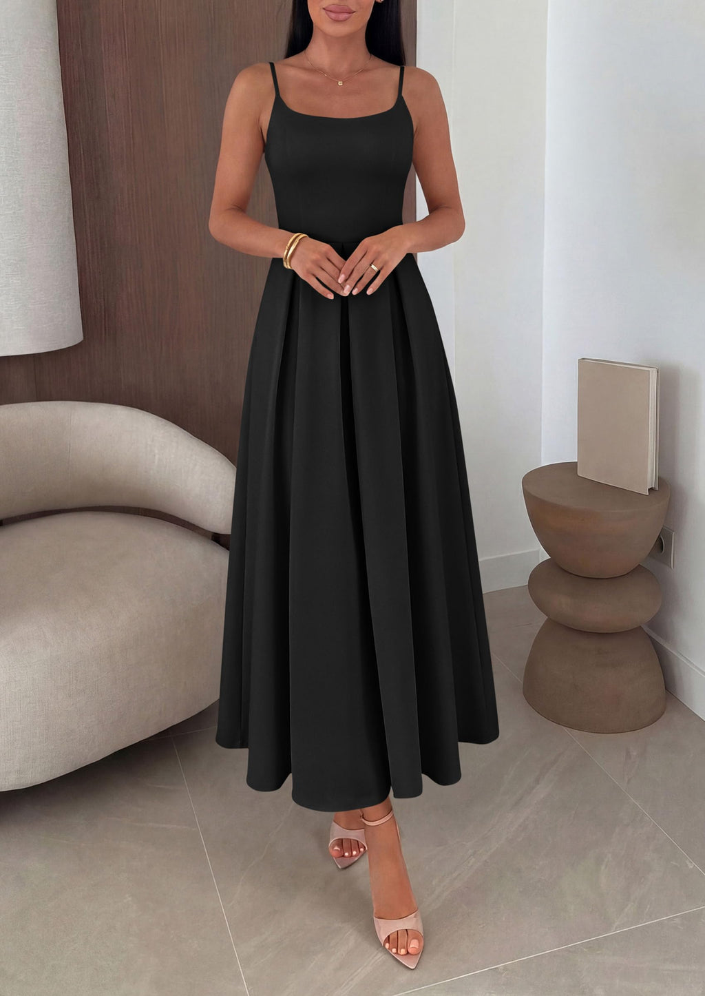PRETTYGARDEN Cocktail Dresses for Women  Spring Elegant Ruffle A Line Long Flowy Summer Formal Wedding Guest Maxi Dress