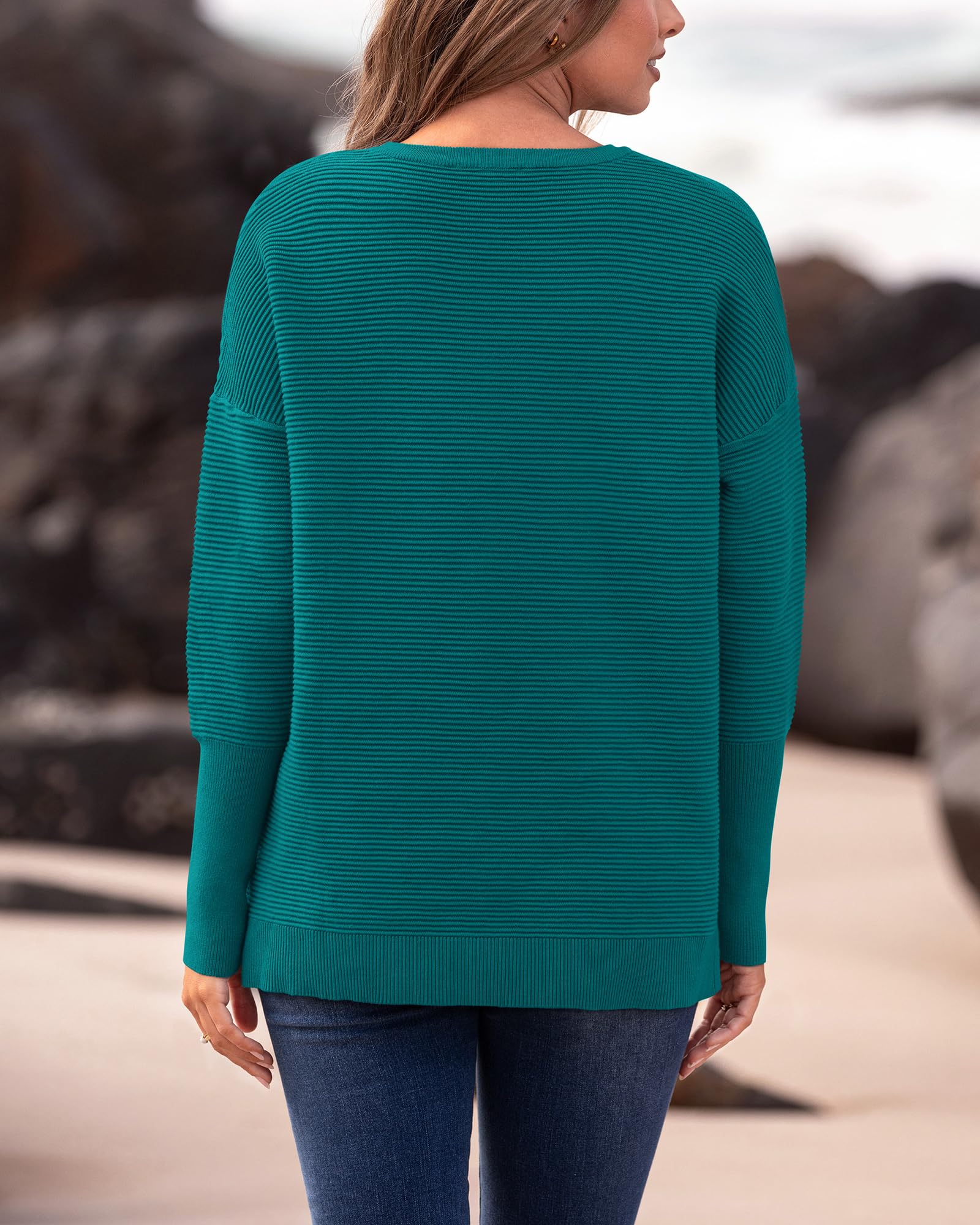 FreshPrettyFall Sweaters for Women Casual Long Sleeve Sweater Striped Loose Fit Pullover Tops