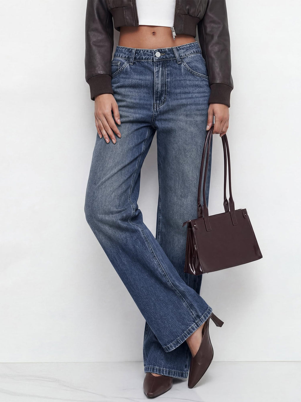 BTFBM Women Casual Straight Leg Jeans Trendy High Waisted, Pockets, Long Denim Pants, Slacks, Bottoms, Vacation Outfits, Travel Airport, Fashion Clothes, Fall Winter