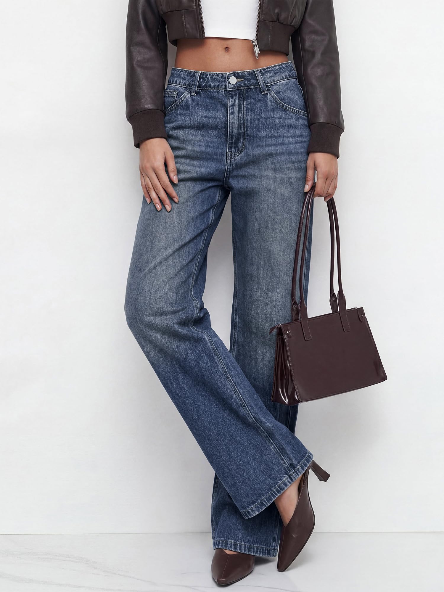 BTFBM Women Casual Straight Leg Jeans Trendy High Waisted, Pockets, Long Denim Pants, Slacks, Bottoms, Vacation Outfits, Travel Airport, Fashion Clothes, Fall Winter