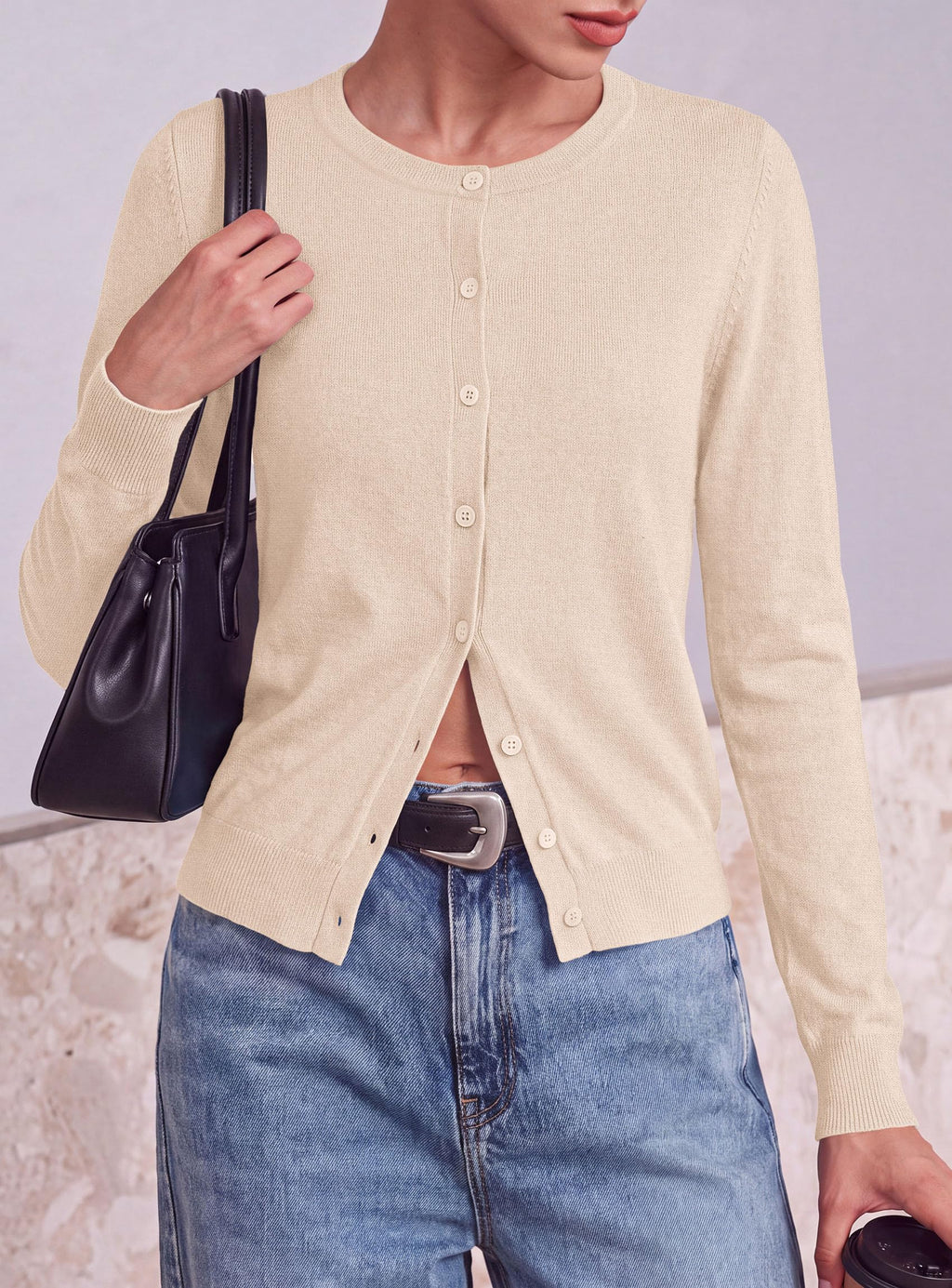 PRETTYGARDEN Lightweight Cardigans for Women Knit Sweaters Long Sleeve Button Down Shirts, Casual Work Office Going Out Tops, Fall Winter Layering Clothes, Bolero Shrugs for Dresses