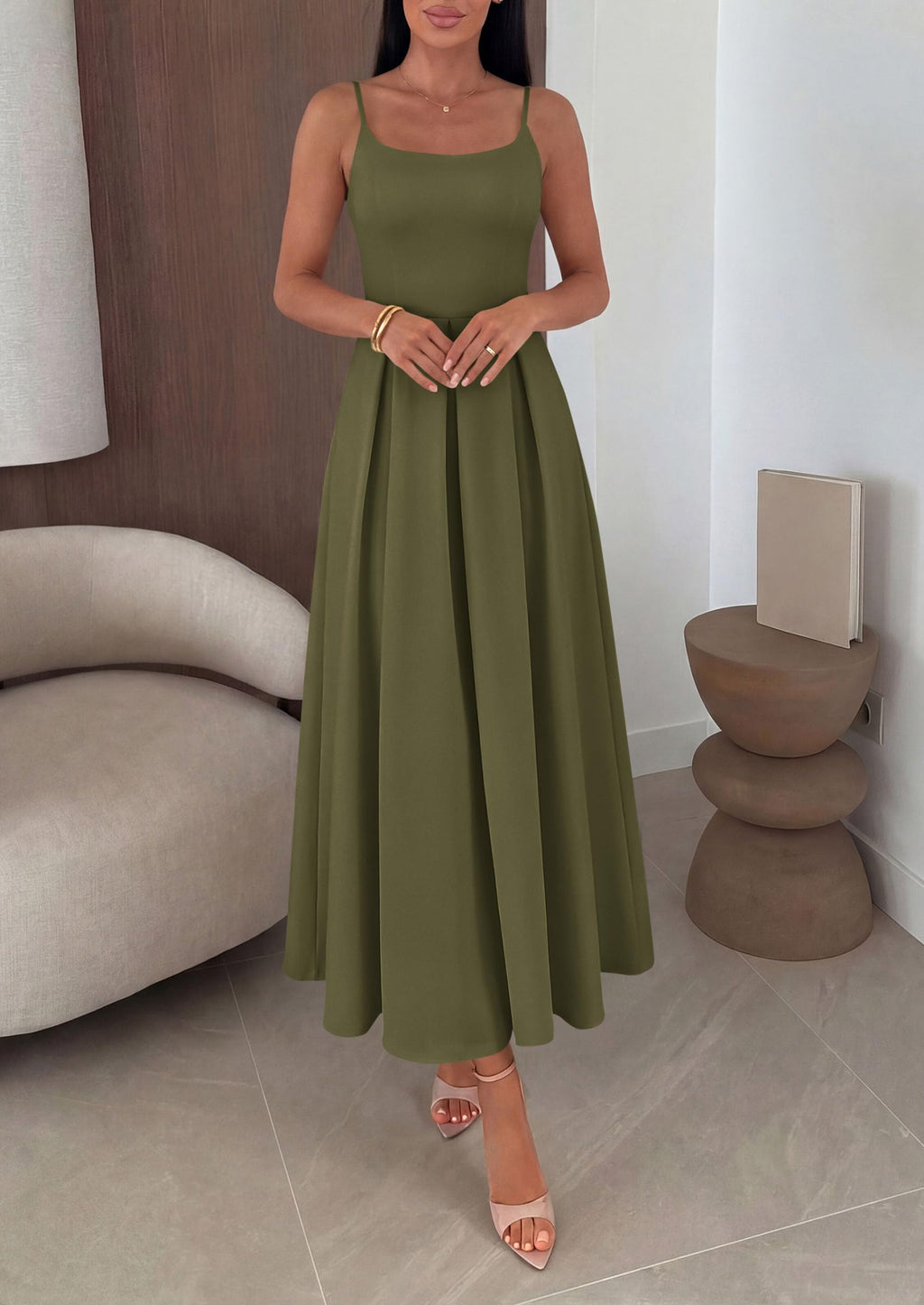 PRETTYGARDEN Cocktail Dresses for Women  Spring Elegant Ruffle A Line Long Flowy Summer Formal Wedding Guest Maxi Dress
