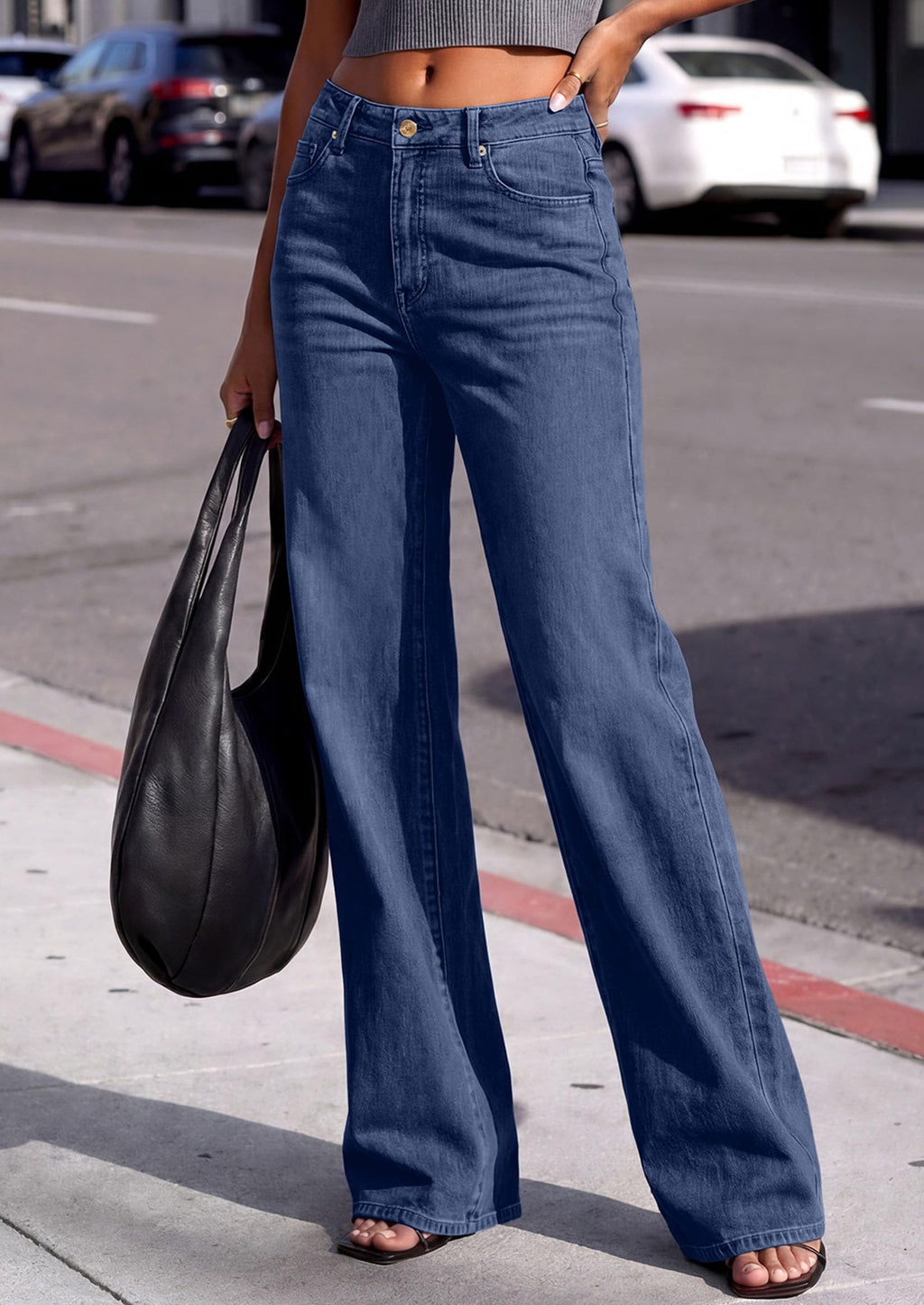 PRETTYGARDEN Women's Wide Leg Jeans High Waisted Denim Pants | Stretchy Flare Jeans, Comfy Soft, Basic-5-Pocket, Trendy Bottoms, Casual Office Wear, Going Out Outfits, Fashion Clothing