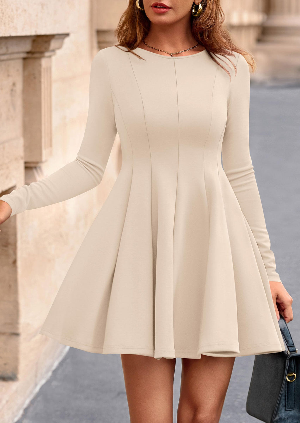 PRETTYGARDEN Fall Cocktail Dresses for Women Elegant Classy Wedding Guest  Long Sleeve Homecoming Party A Line Mini Dress