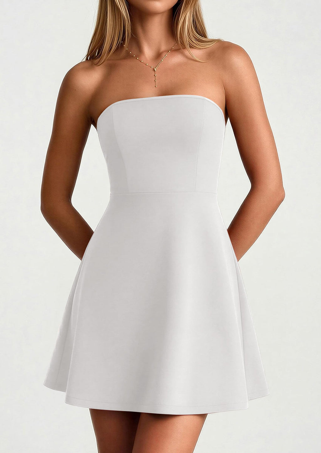 PRETTYGARDEN Women's Strapless Mini Summer Dress  Spring A Line Tube Top Wedding Guest Cocktail Party Short Dresses