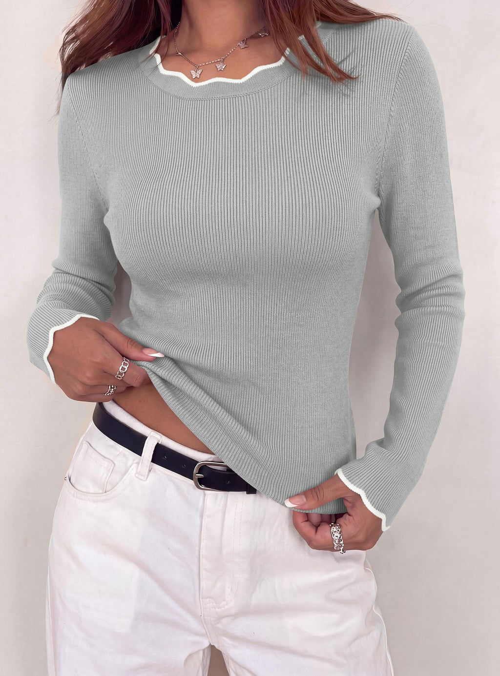 PRETTYGARDEN Women's Long Sleeve Ribbed Knit Pullover Sweaters