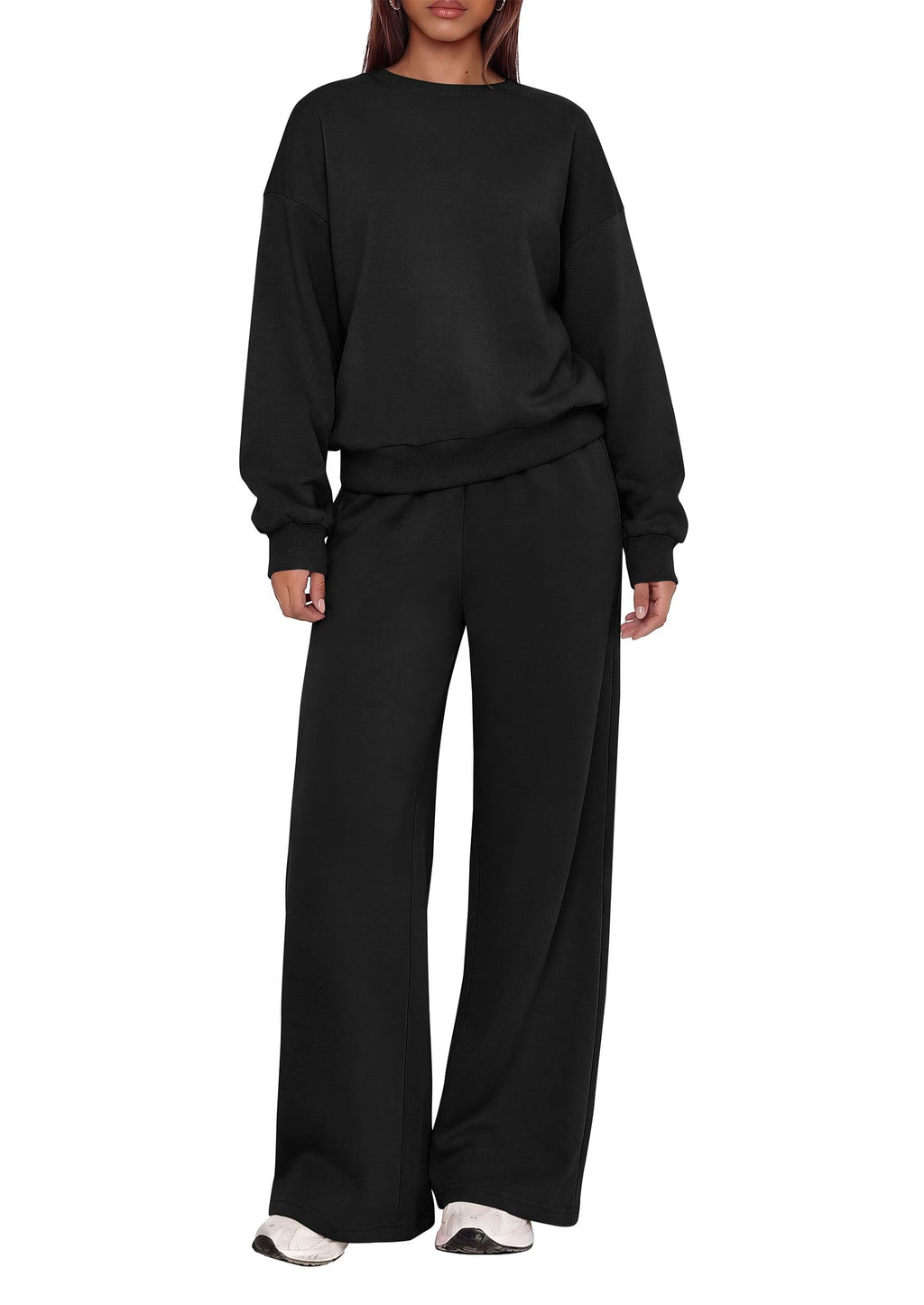 PRETTYGARDEN 2 Piece Lounge Sets for Women Casual Sweatsuits | Soft Fleece Lining,Crew Neck Oversized Sweatshirt & Wide Leg Pants,Workout Airport Matching Set Tracksuit,Fall Winter Outfits