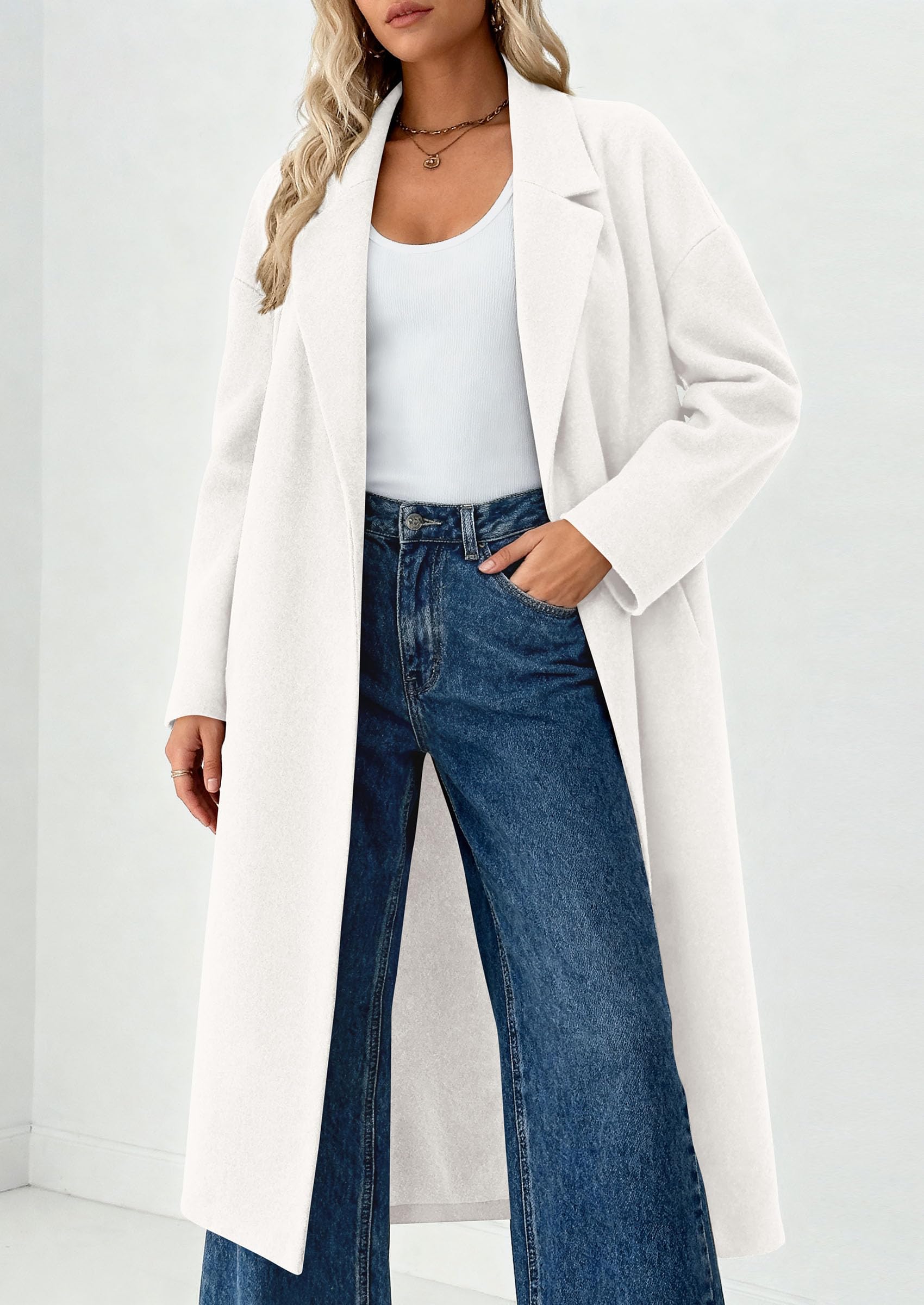 PRETTYGARDEN Womens Winter Coats Trendy Long Sleeve Notch Lapel Button Long Jackets Casual Oversized Vacation Outfits