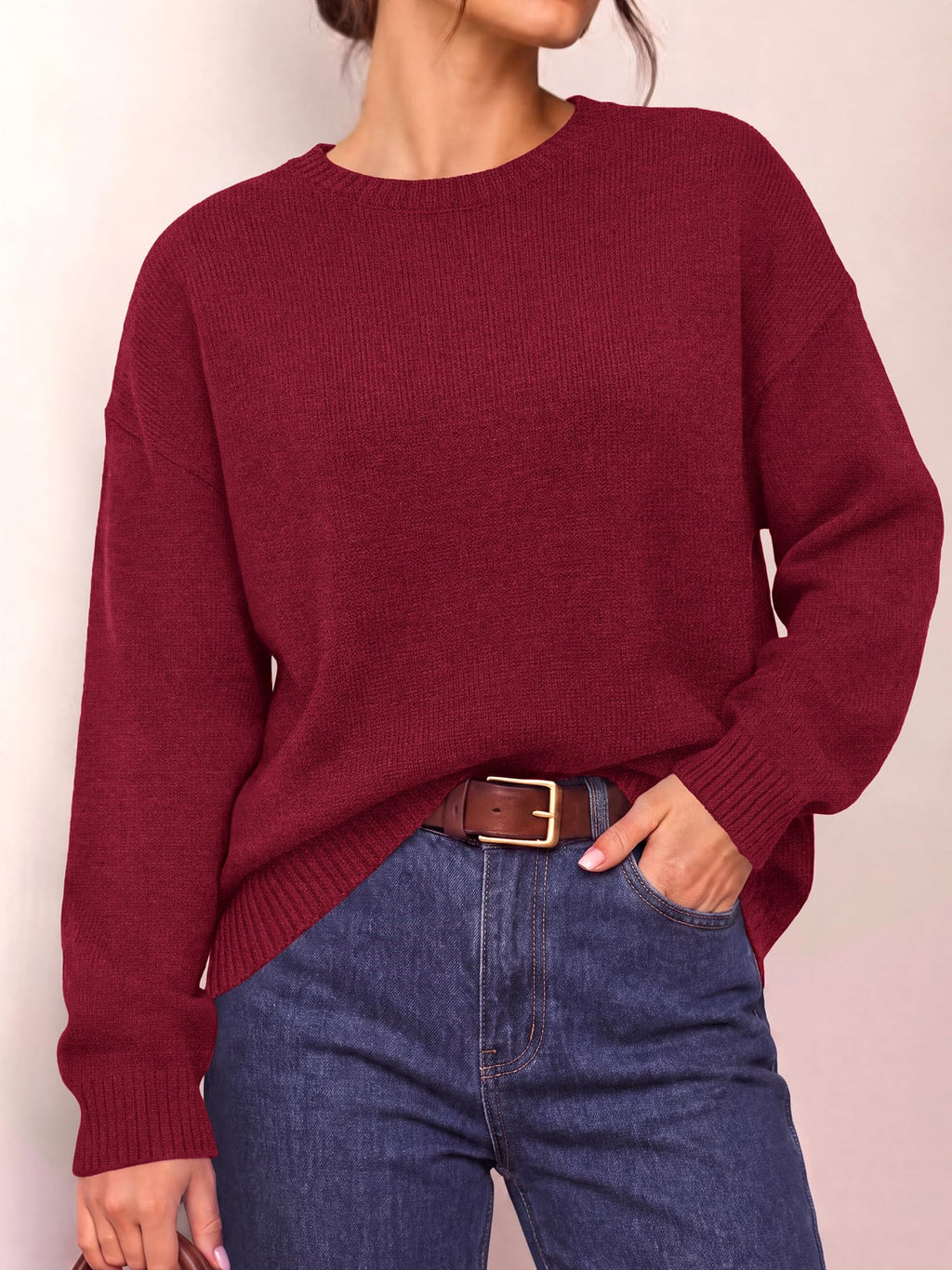 BTFBM Oversized Sweaters for Women Fall Clothes Crewneck Winter Outfits Drop Shoulder Tunics, Long Sleeve Pullover Tops, Loose Fit Tunic Tops, Casual Cozy Fashion Clothing, Going Out Outfits