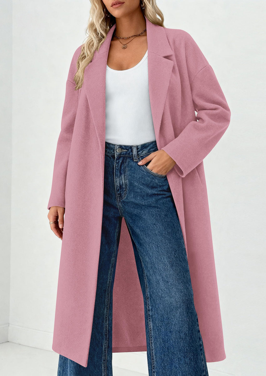 PRETTYGARDEN Womens Winter Coats Trendy Long Sleeve Notch Lapel Button Long Jackets Casual Oversized Vacation Outfits