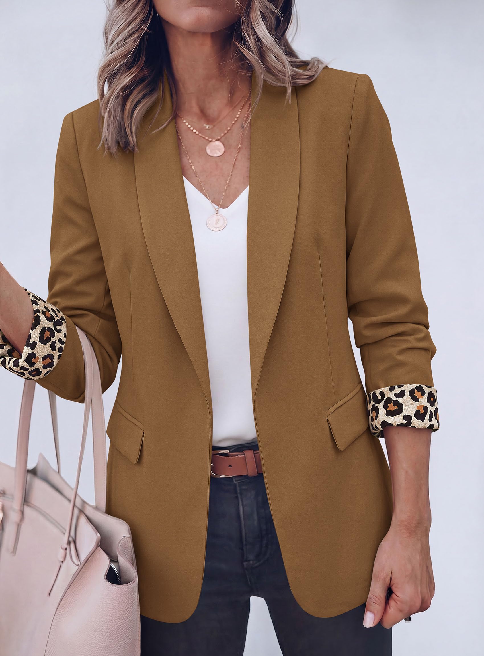PRETTYGARDEN Blazers for Women Business Casual Open Front Lapel Suit Jacket
