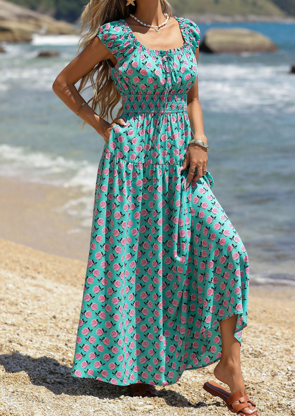 PRETTYGARDEN Boho Maxi Dresses for Women  Summer Floral Wedding Guest Dress Resort Wear Spring Long Flowy Beach Sundress