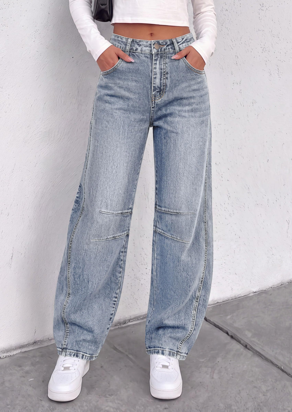 PRETTYGARDEN Women's Barrel Baggy Jeans High Waisted Pants
