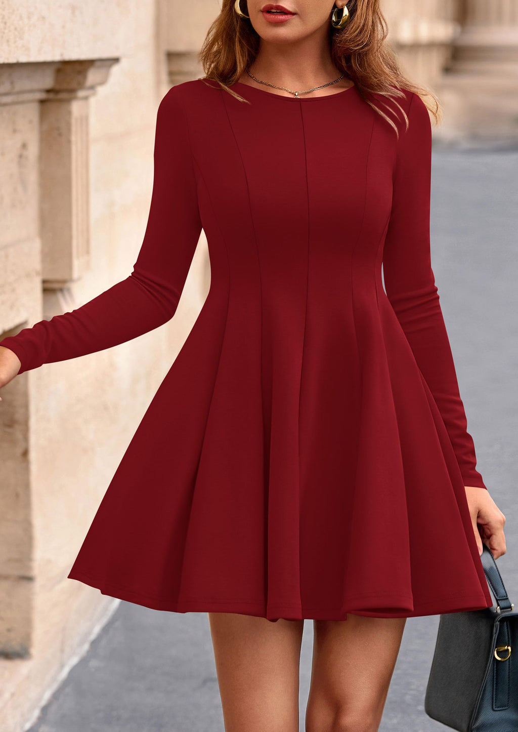 PRETTYGARDEN Fall Cocktail Dresses for Women Elegant Classy Wedding Guest  Long Sleeve Homecoming Party A Line Mini Dress